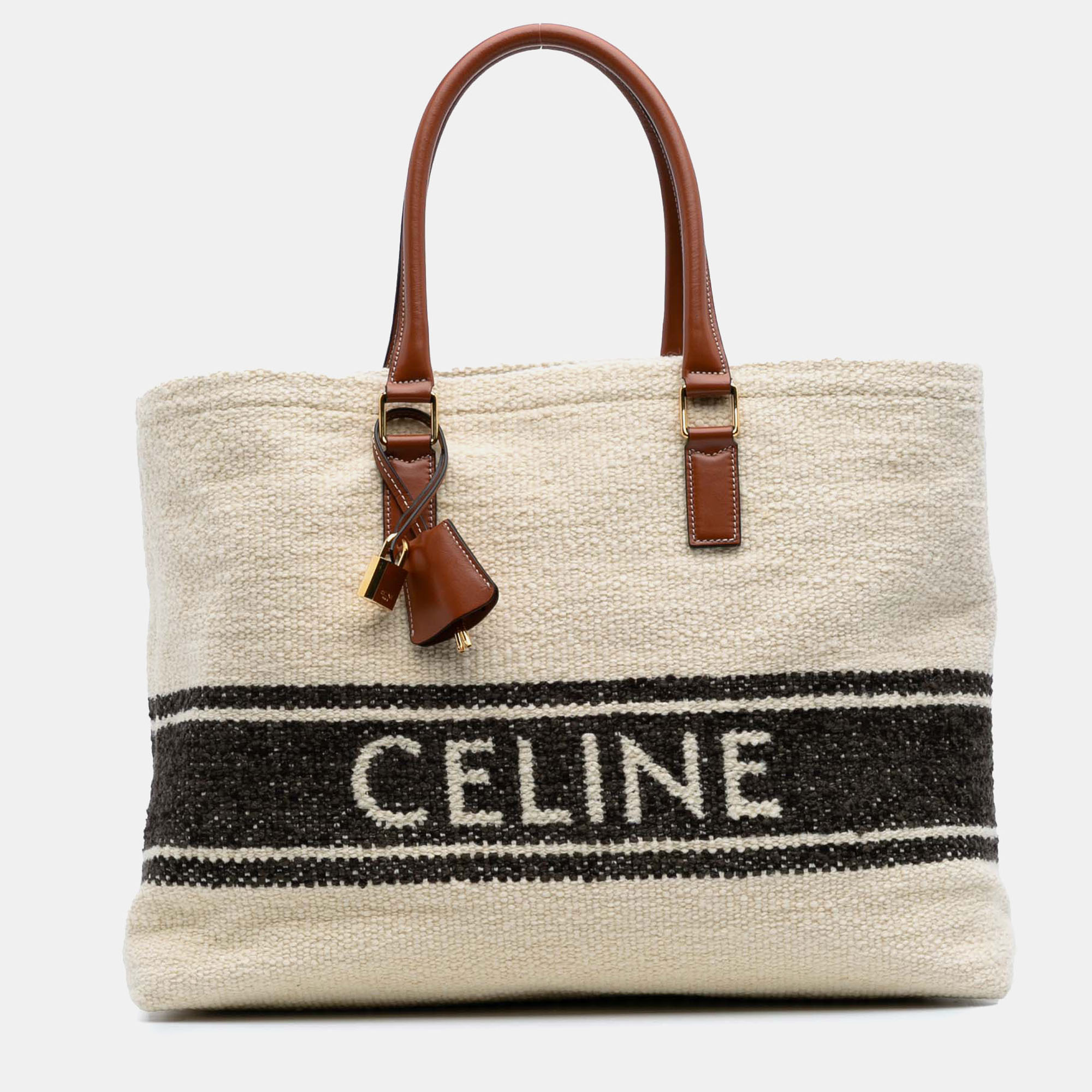 Pre-owned Celine Beige Canvas Plein Soleil Horizontal Cabas Tote In Sand
