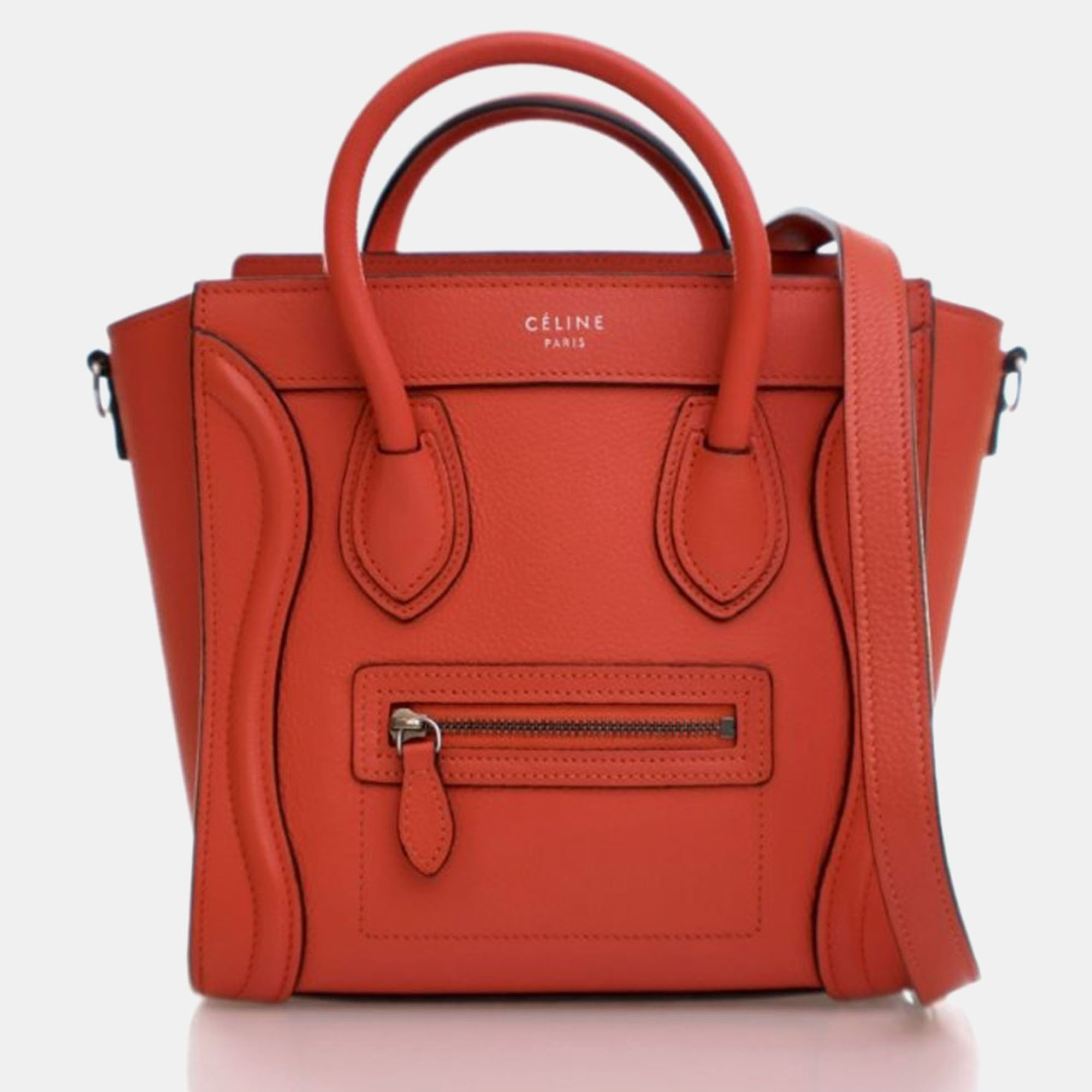 

Celine Nano Calfskin Luggage Tote, Red