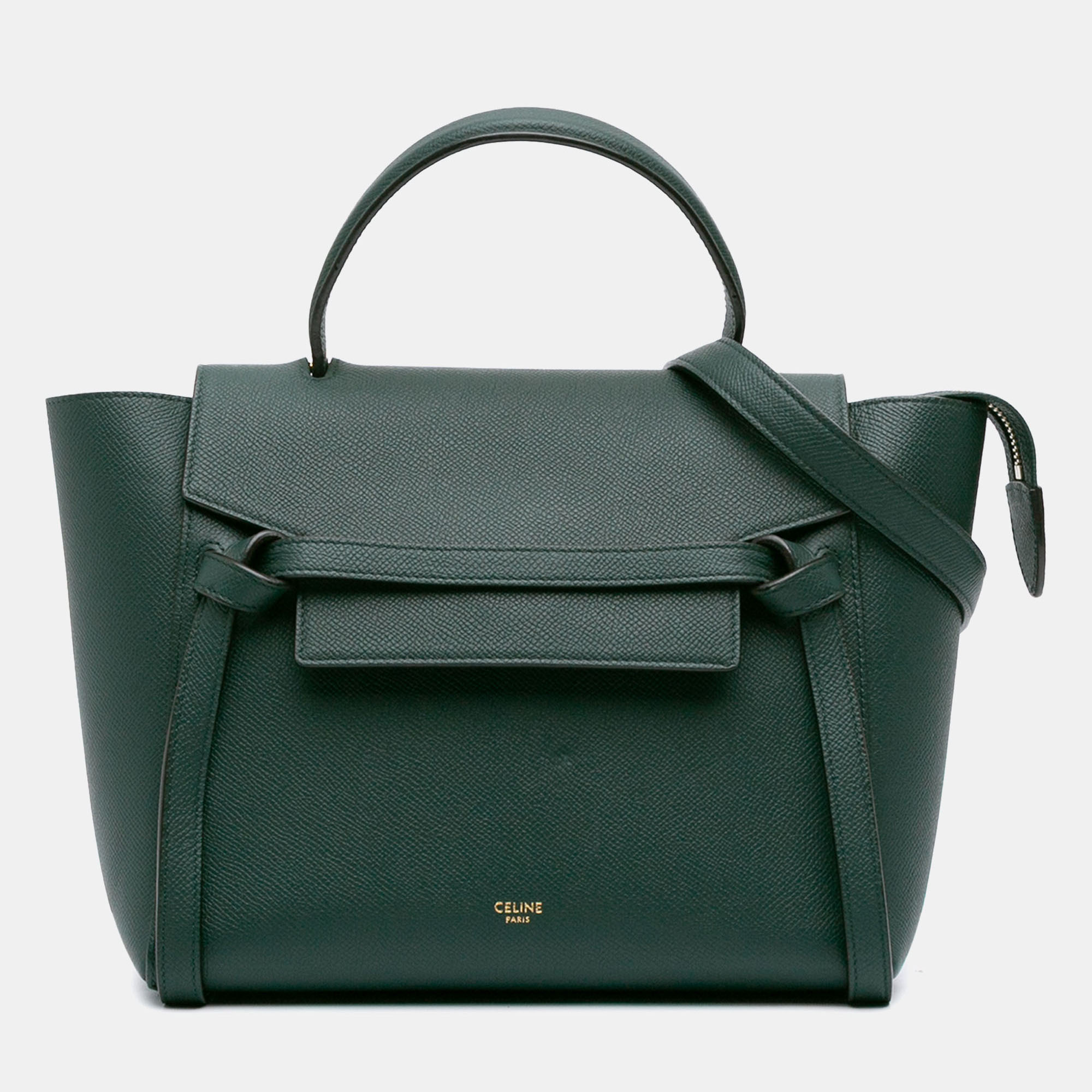 Celine Green Micro Grained Calfskin Belt Bag