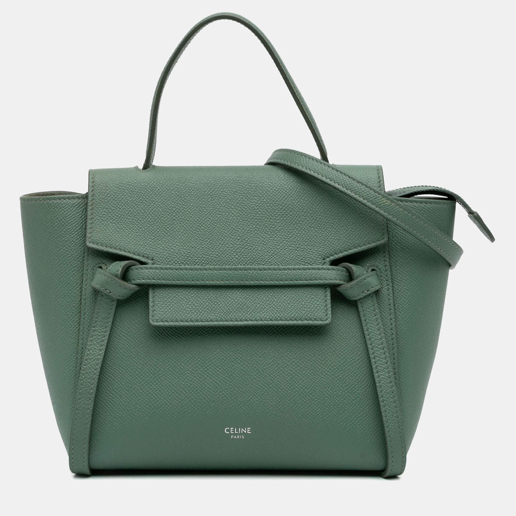 Celine Green Nano Grained Calfskin Belt Bag