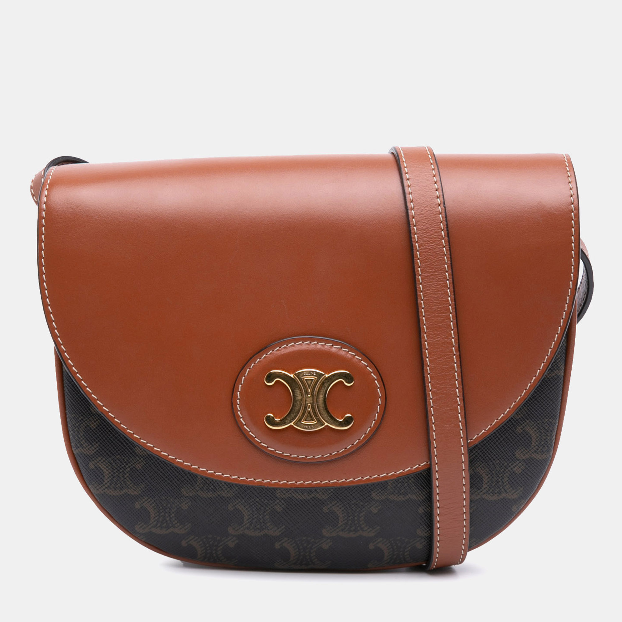

Celine Brown Triomphe Coated Canvas and Calfskin Besace Crossbody