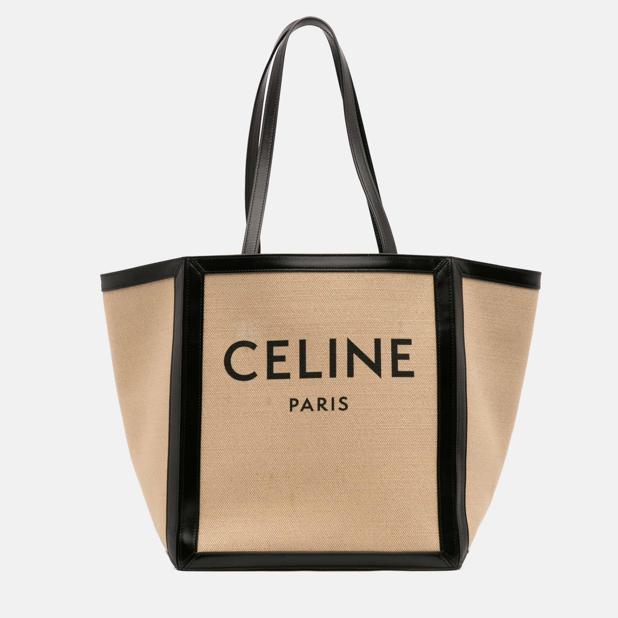 

Celine Beige/Black Large Canvas Vertical Square Cabas Tote