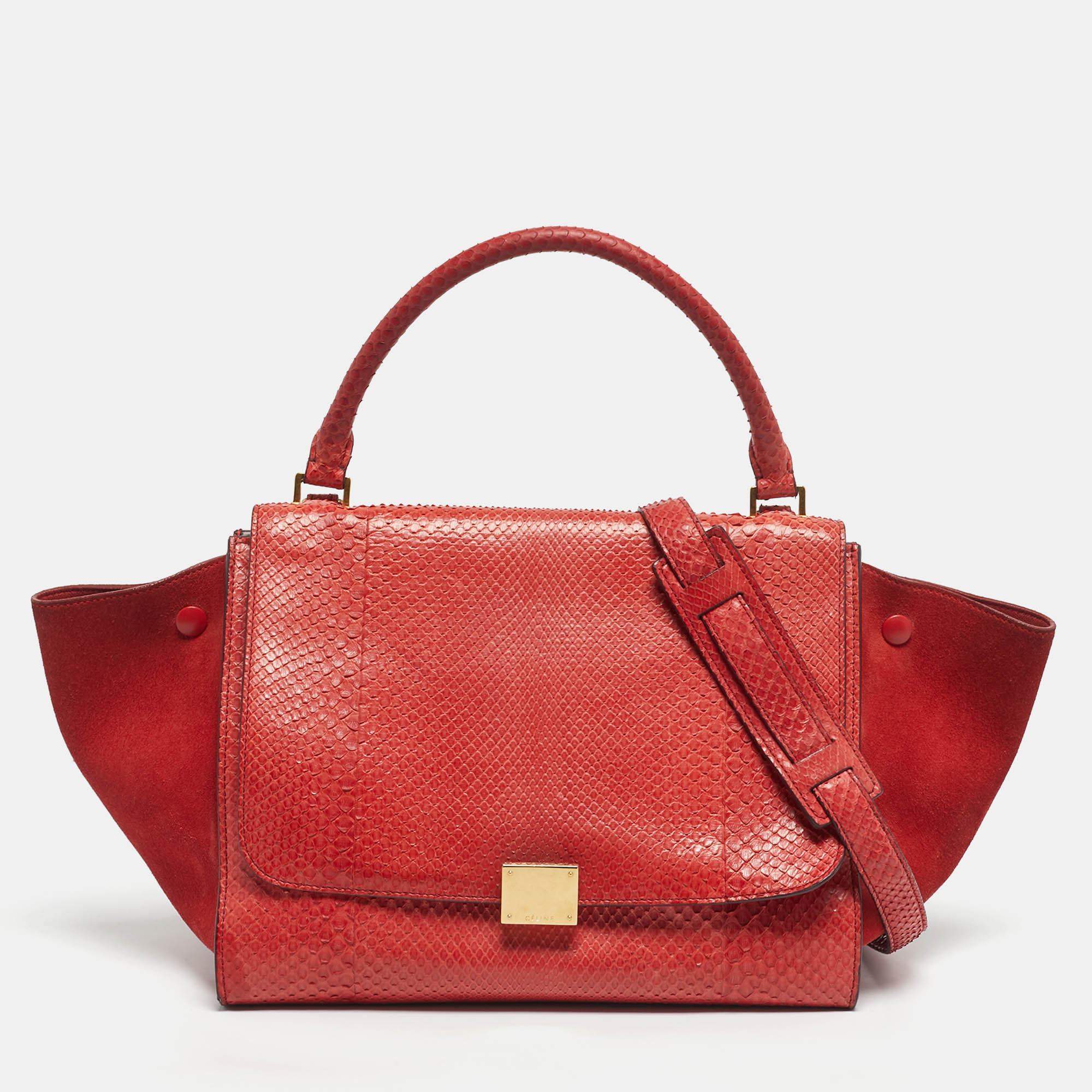 

Celine Red Python and Suede Medium Trapeze Bag