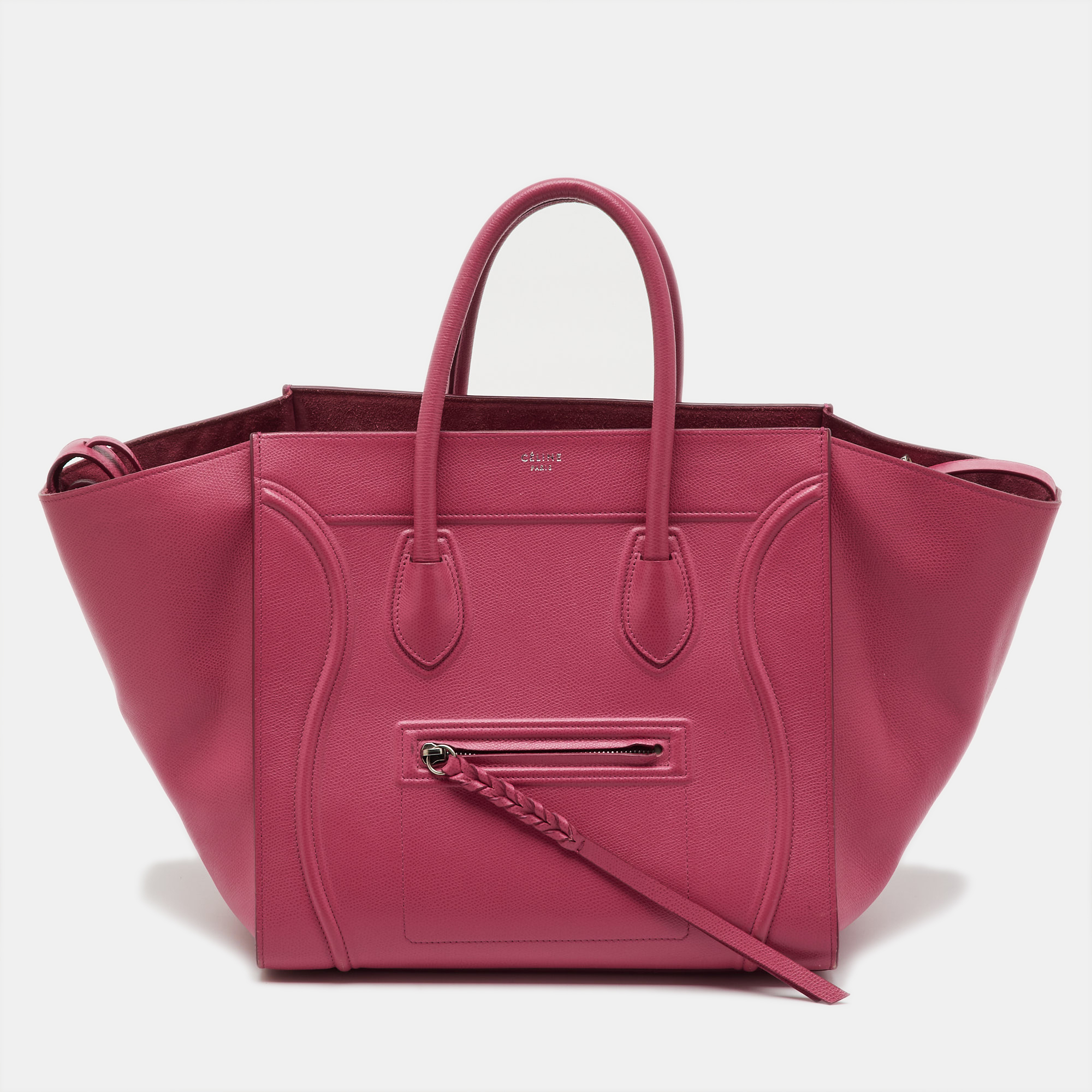 

Celine Fuchsia Leather Medium Phantom Luggage Tote, Pink