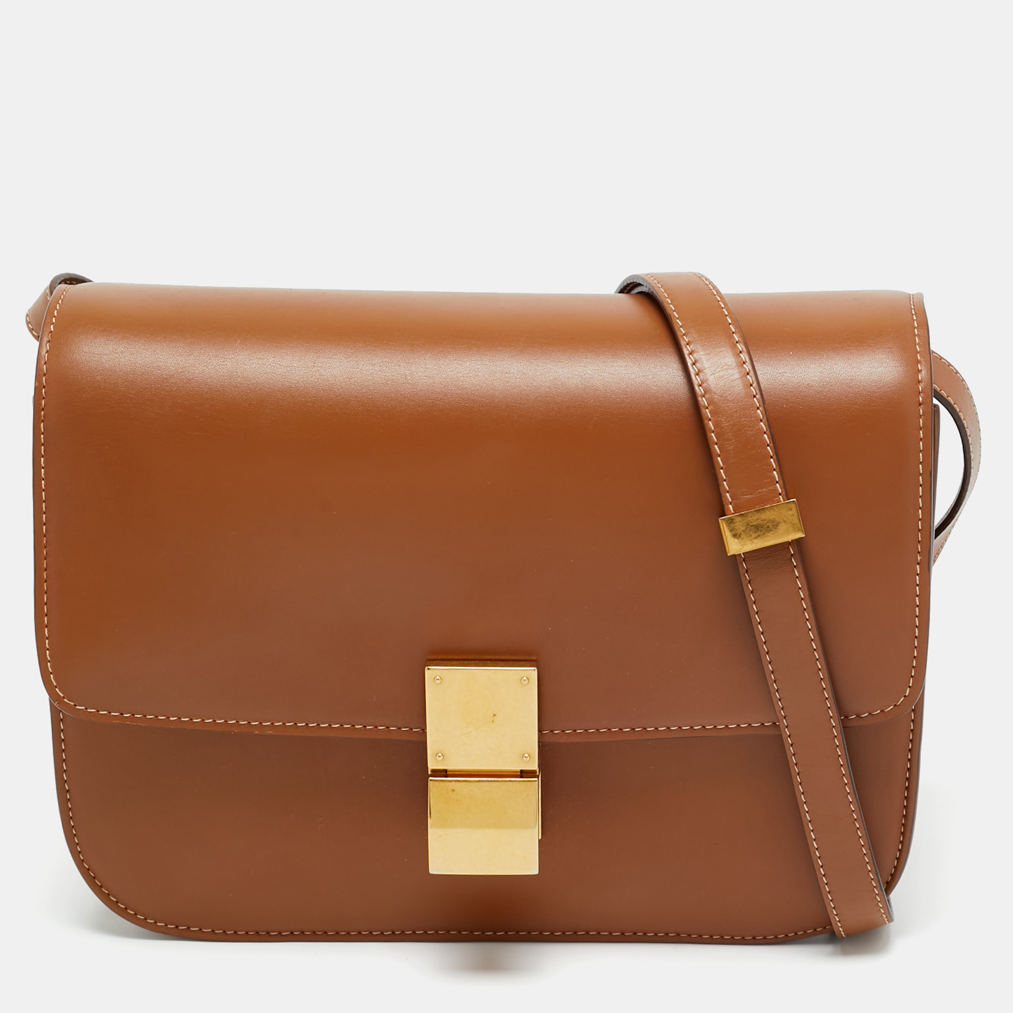 

Celine Brown Leather  Classic Box Shoulder Bag