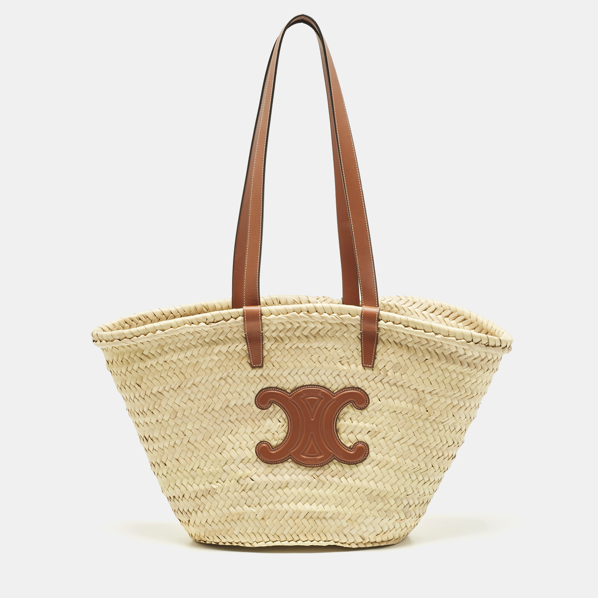 

Celine Tan/Natural Palm Leaves  Triomphe Classic Panier Tote