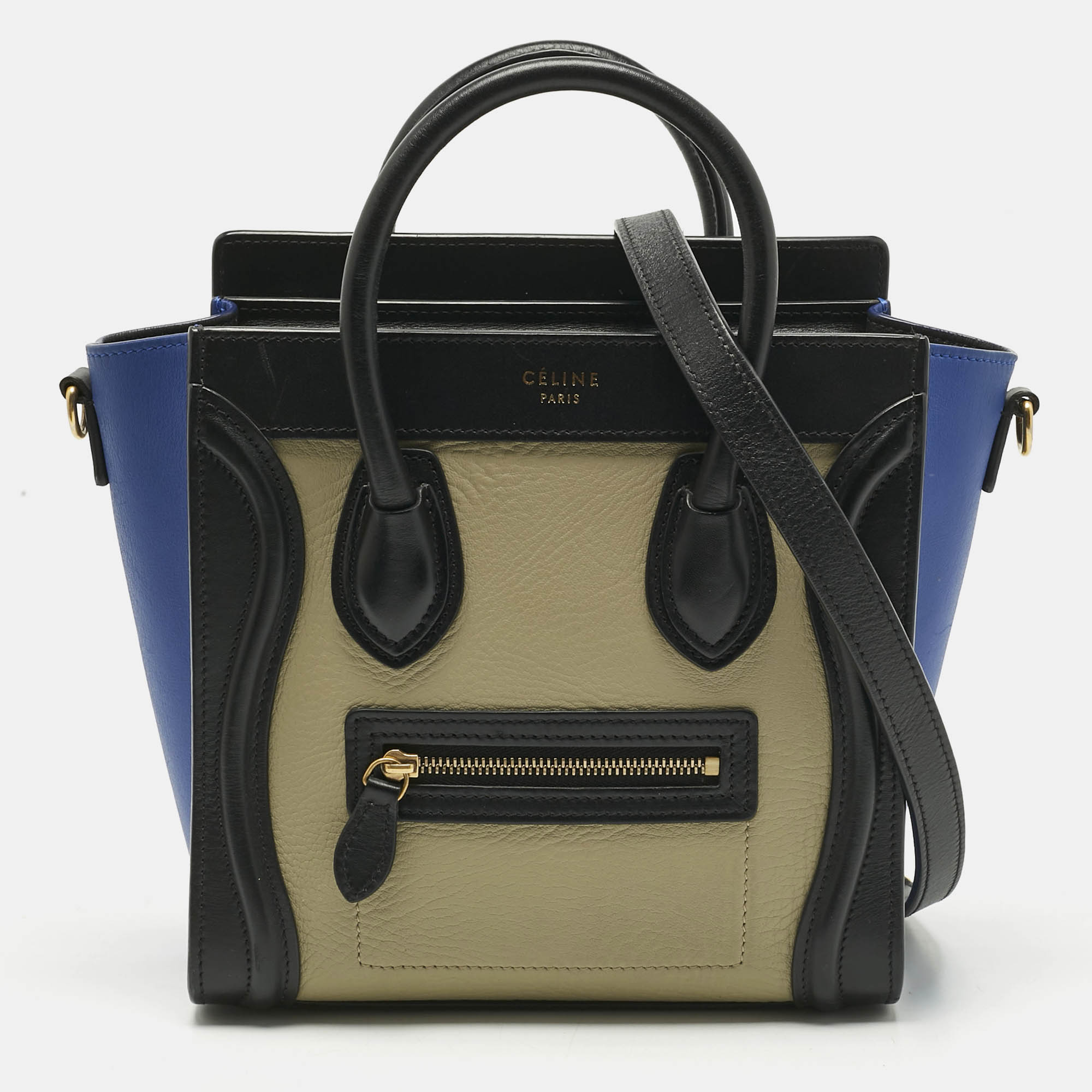 

Celine Tricolor Leather Nano Luggage Tote, Multicolor