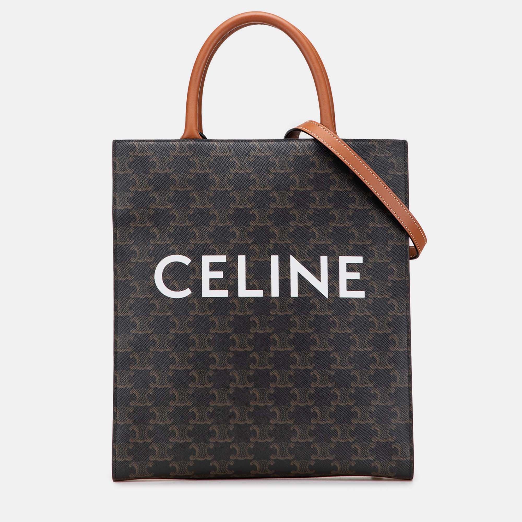 

Celine Brown Small Triomphe Coated Canvas Vertical Cabas Tote