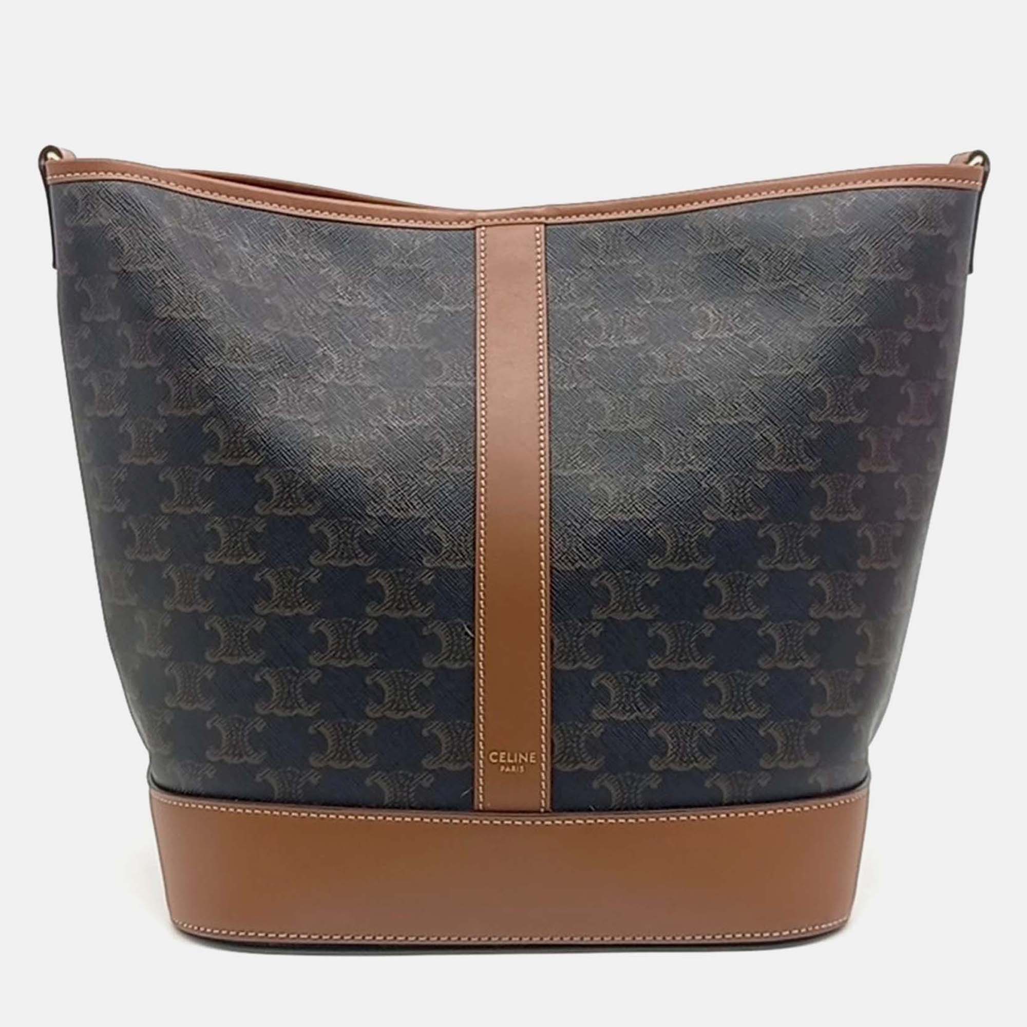 

Celine Brown Canvas and Leather Celine Brown Triumph Bucket Bag