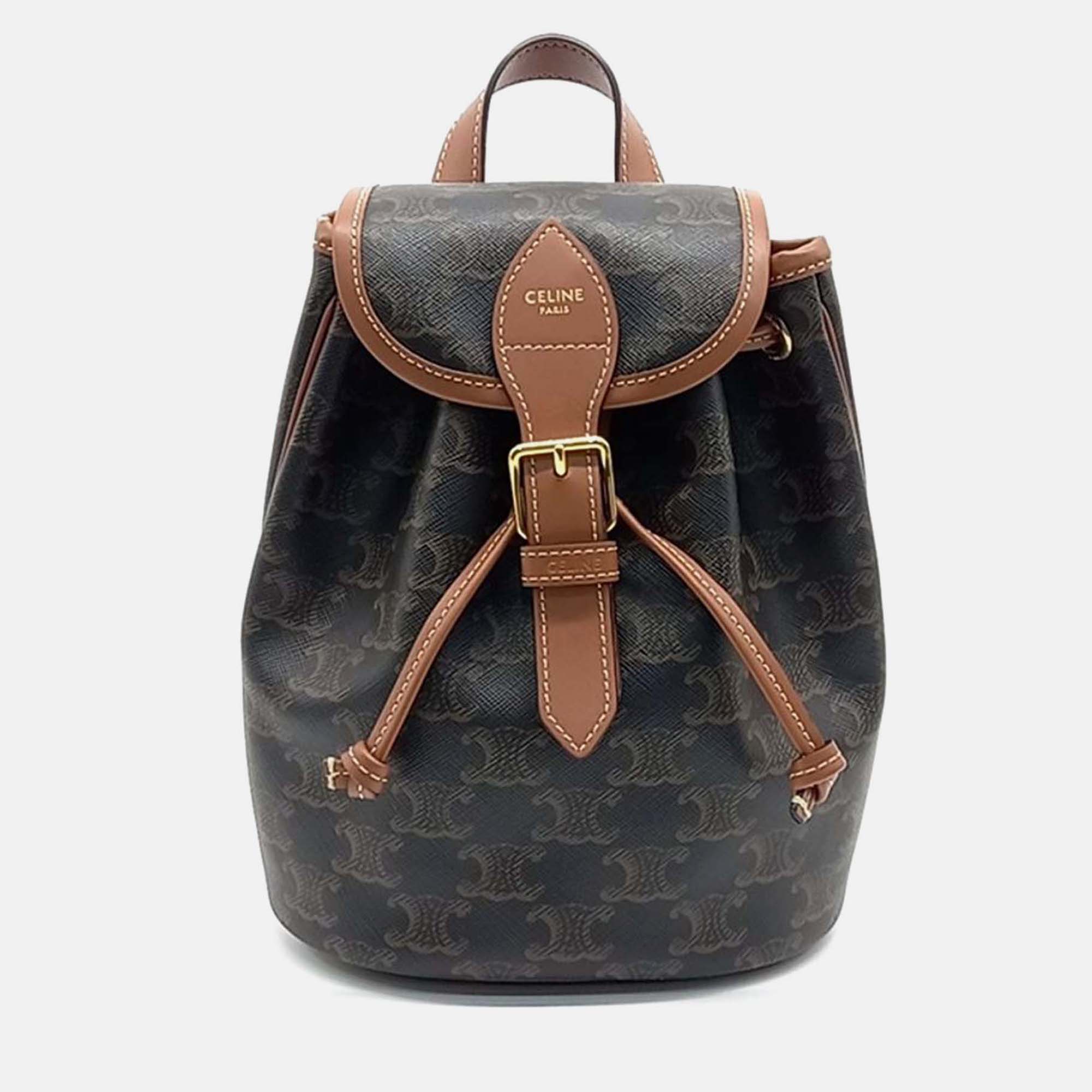 

Celine Brown Coated Canvas Celine Brown Folco Mini Backpack