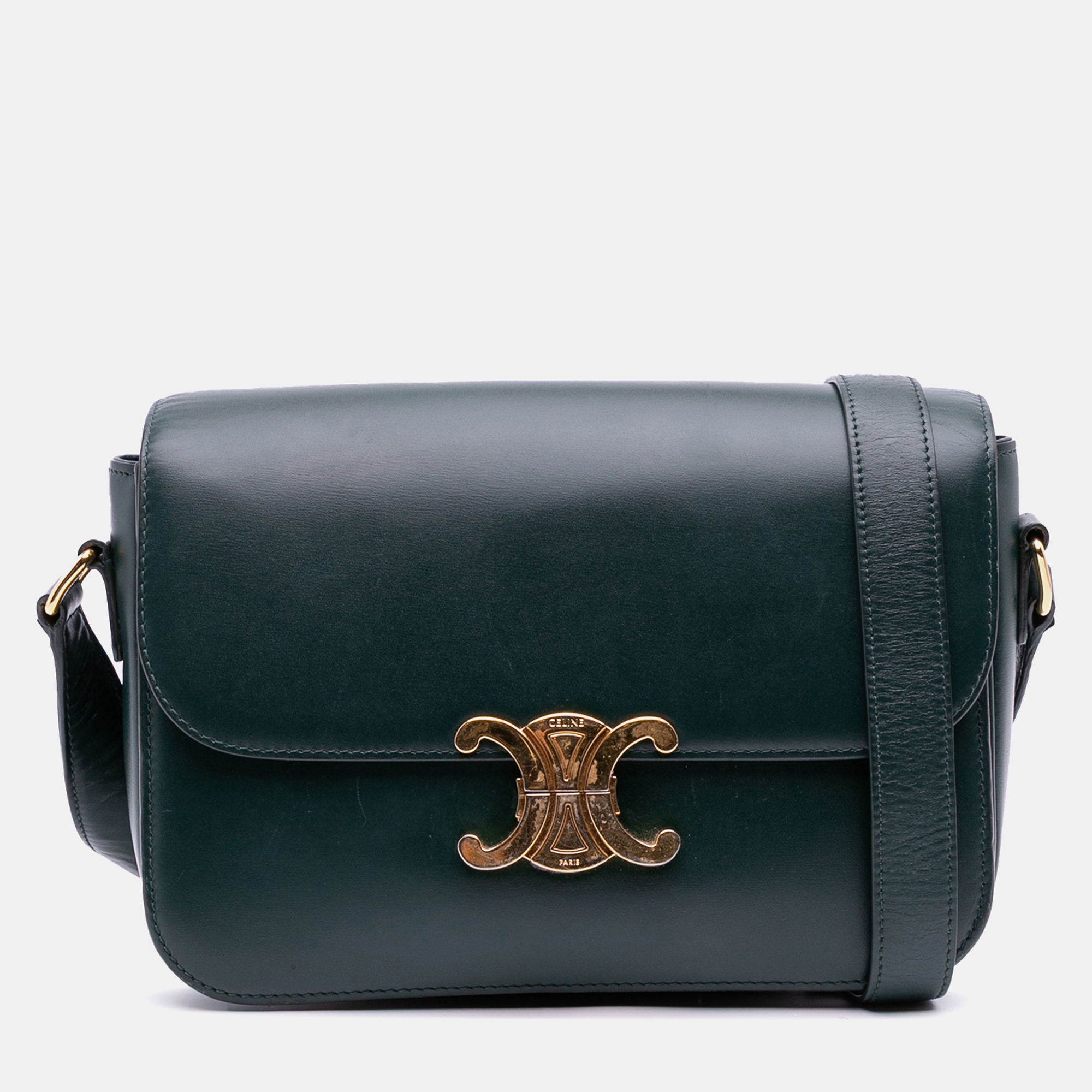 

Celine Green Classique Shiny Calfskin Triomphe Crossbody