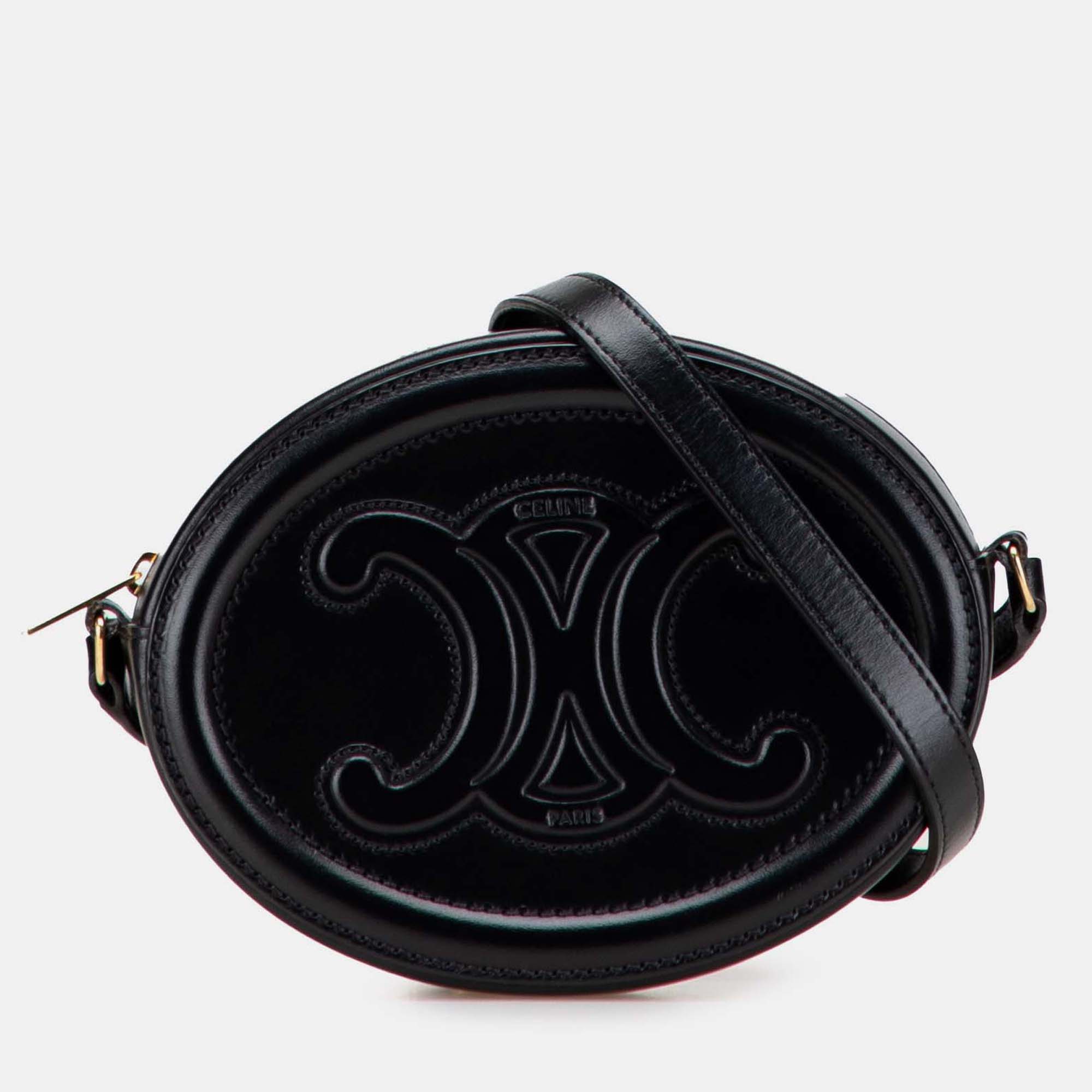

Celine Small Calfskin Black Cuir Triomphe Oval Crossbody