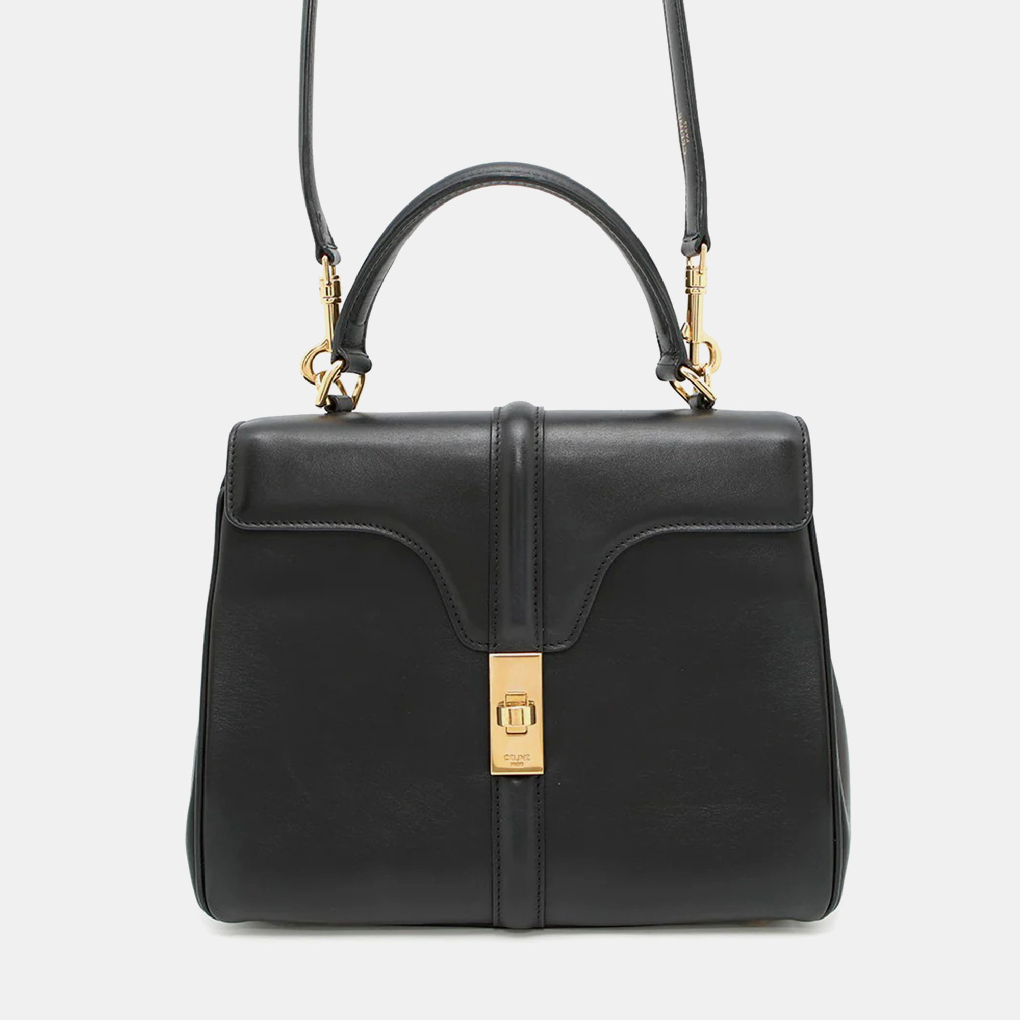 

Celine 16 Seise Small Black Calf Leather Handbag