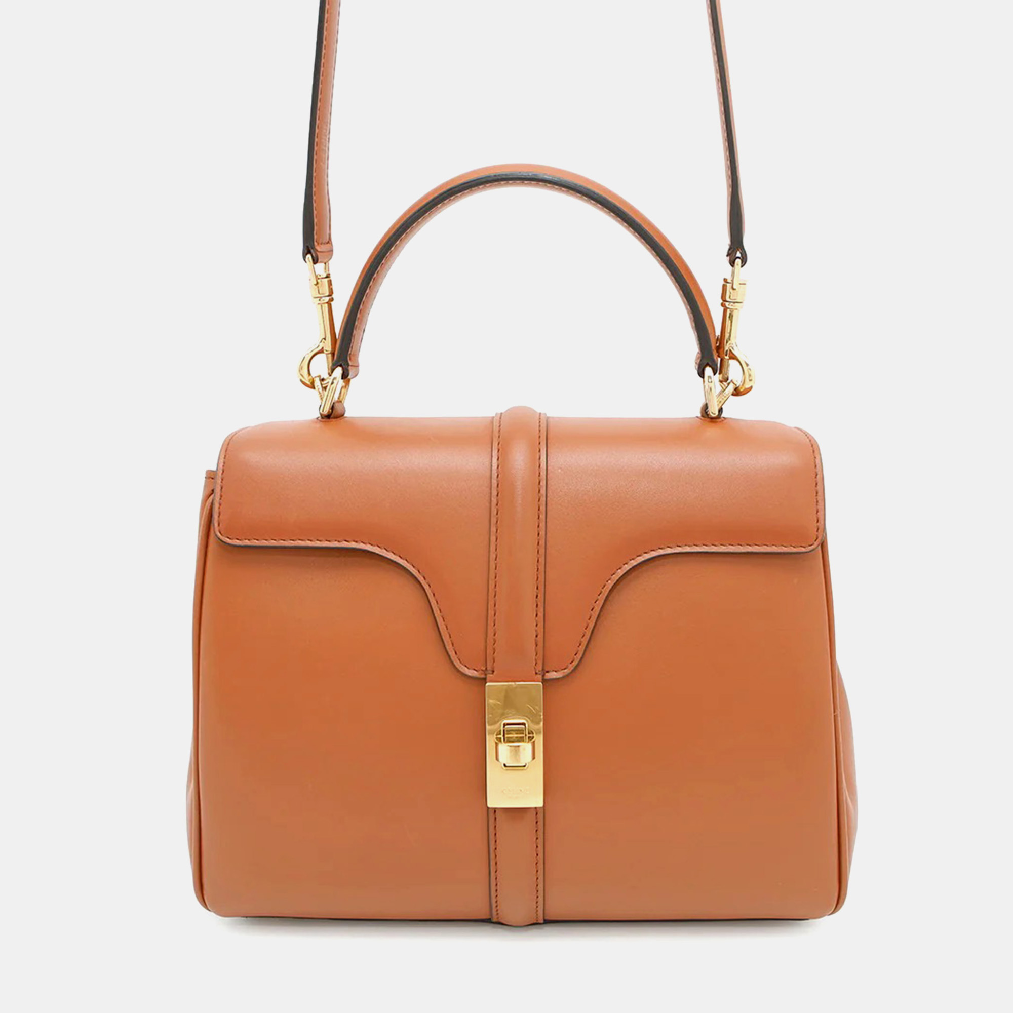 

Celine 16 Seize Brown Calf Leather Small 2Way Handbag