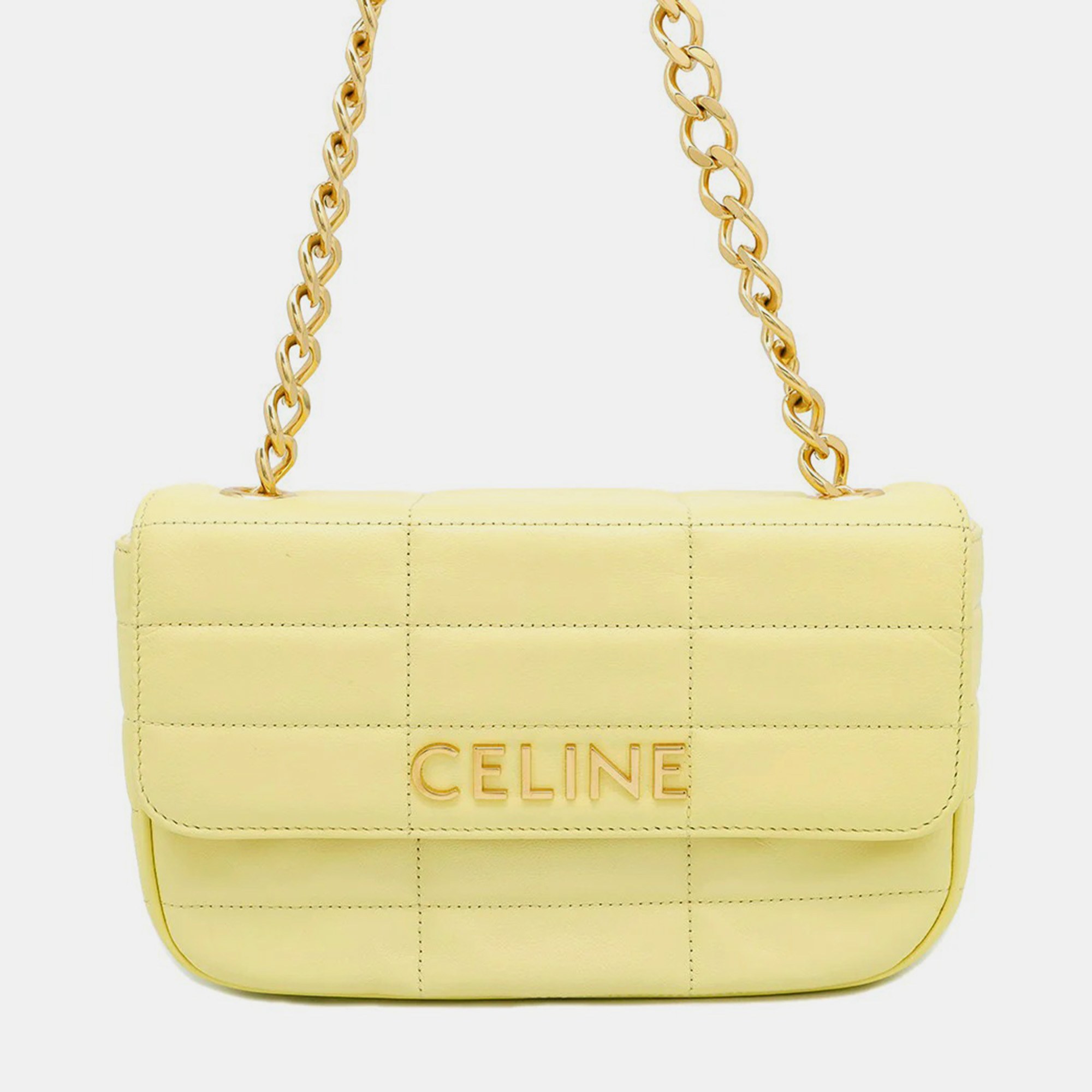 

Celine Mono Chrome Yellow Leather Chain Shoulder Bag