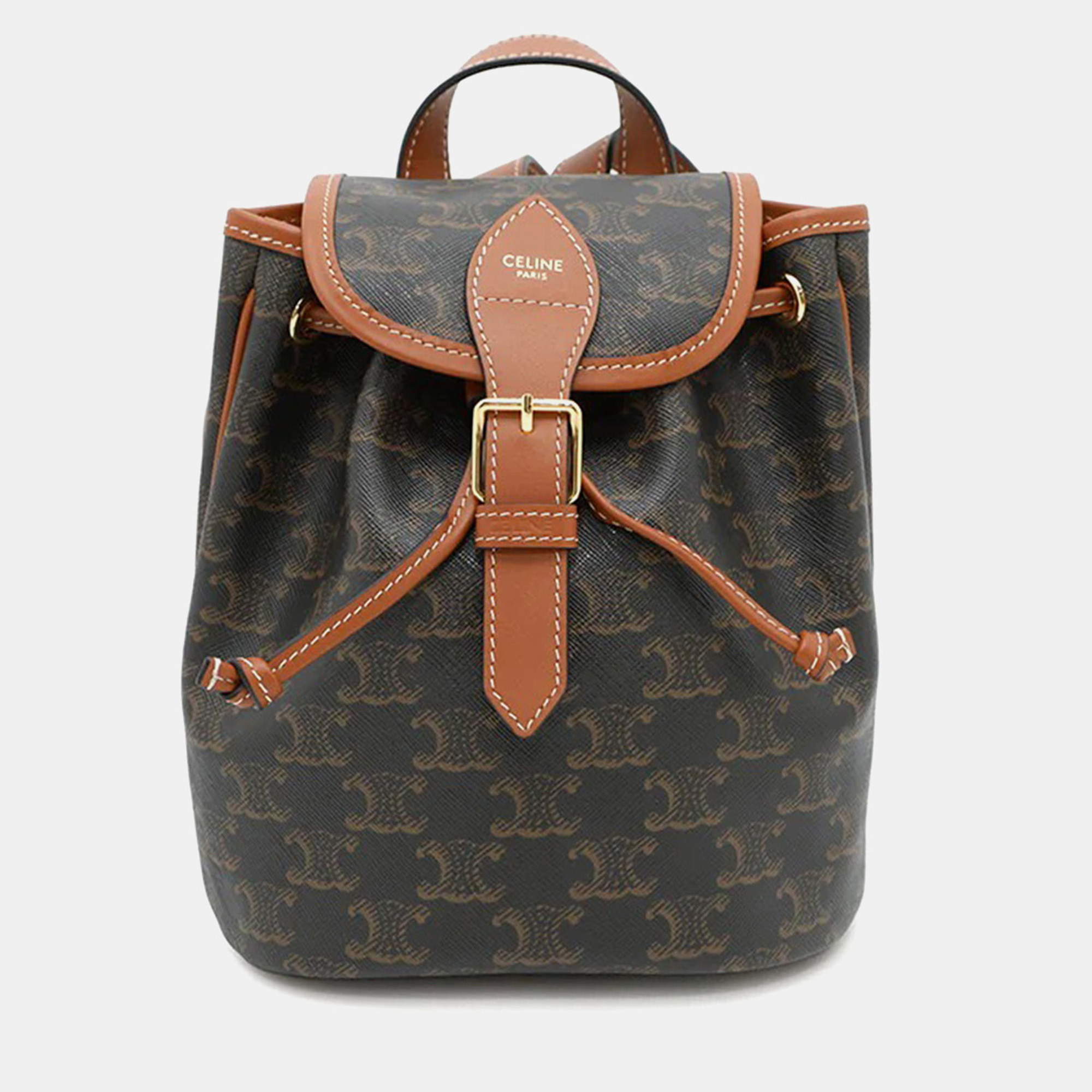 

Celine Triomphe Falco Tan PVC Calf Leather Mini Backpack, Brown