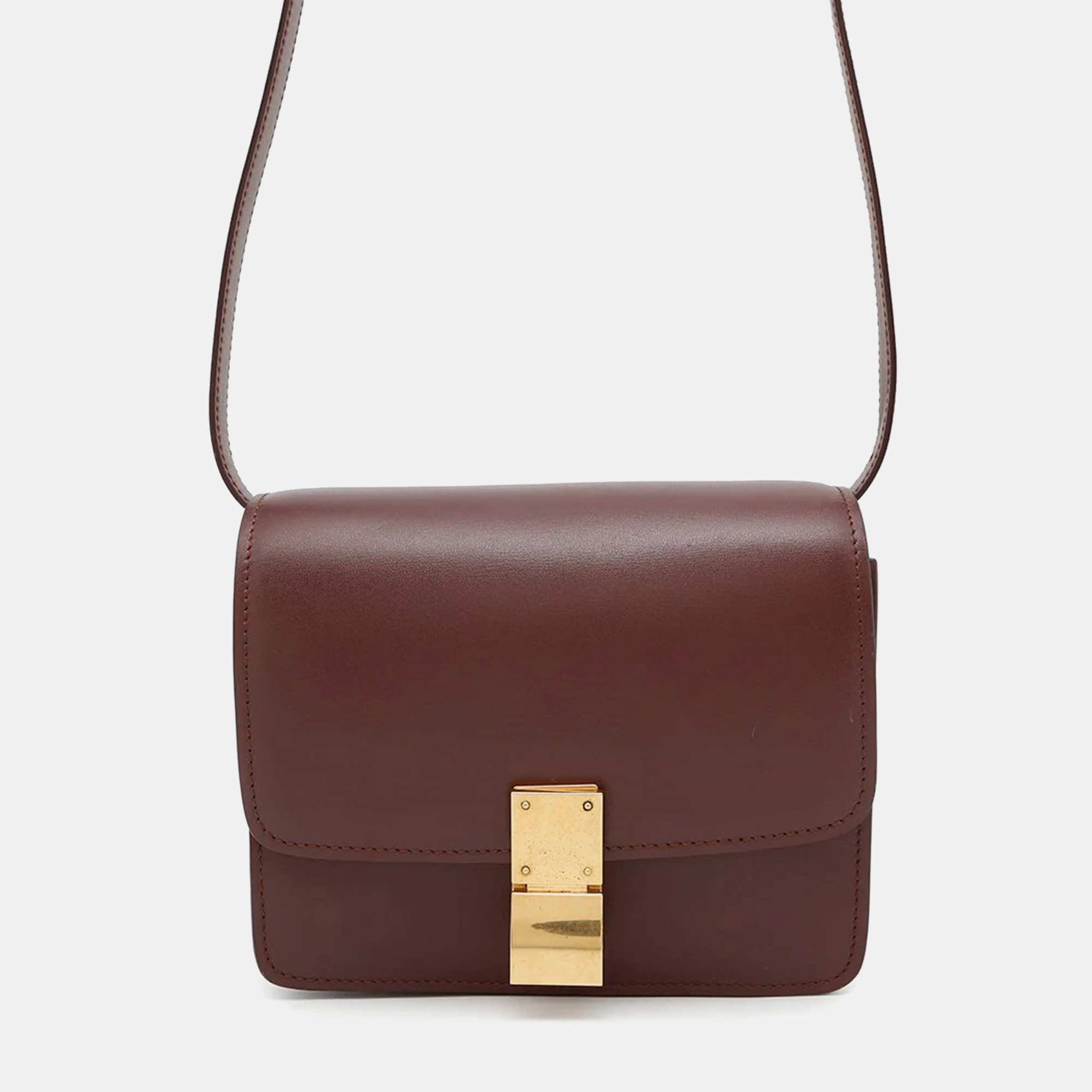 

Celine Classic Box Small Bordeaux Leather Shoulder Bag, Burgundy
