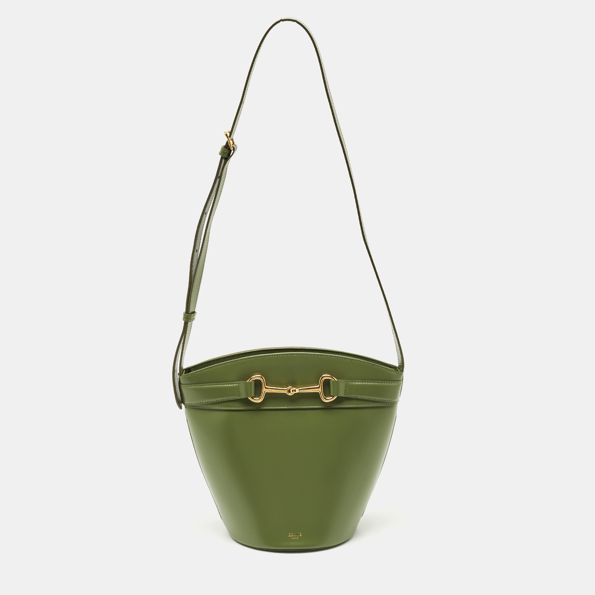 Pre-owned Celine Green Leather Crecy Bucket Bag
