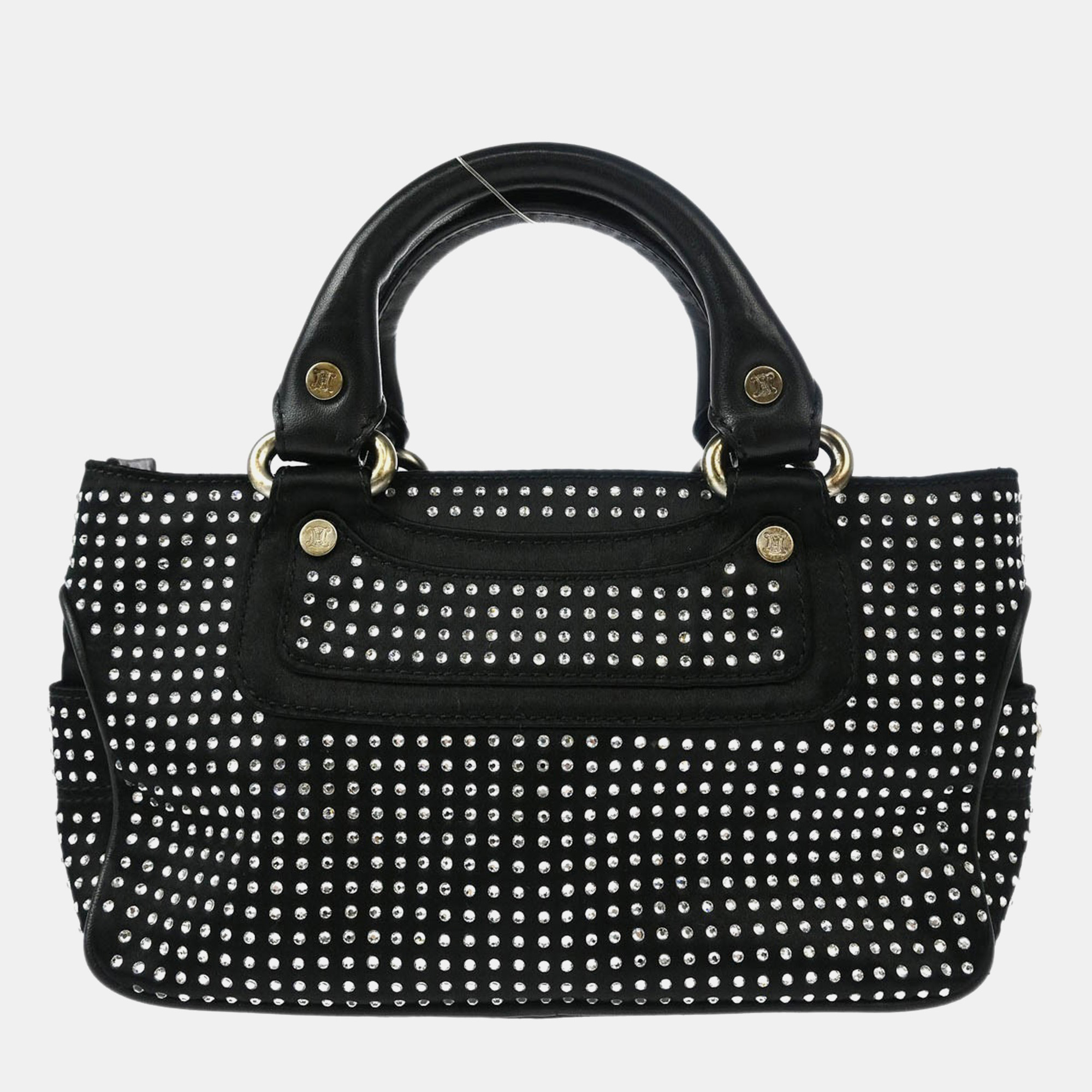 Pre-owned Celine Black Satin Rhinestone Mini Boogie Handbag