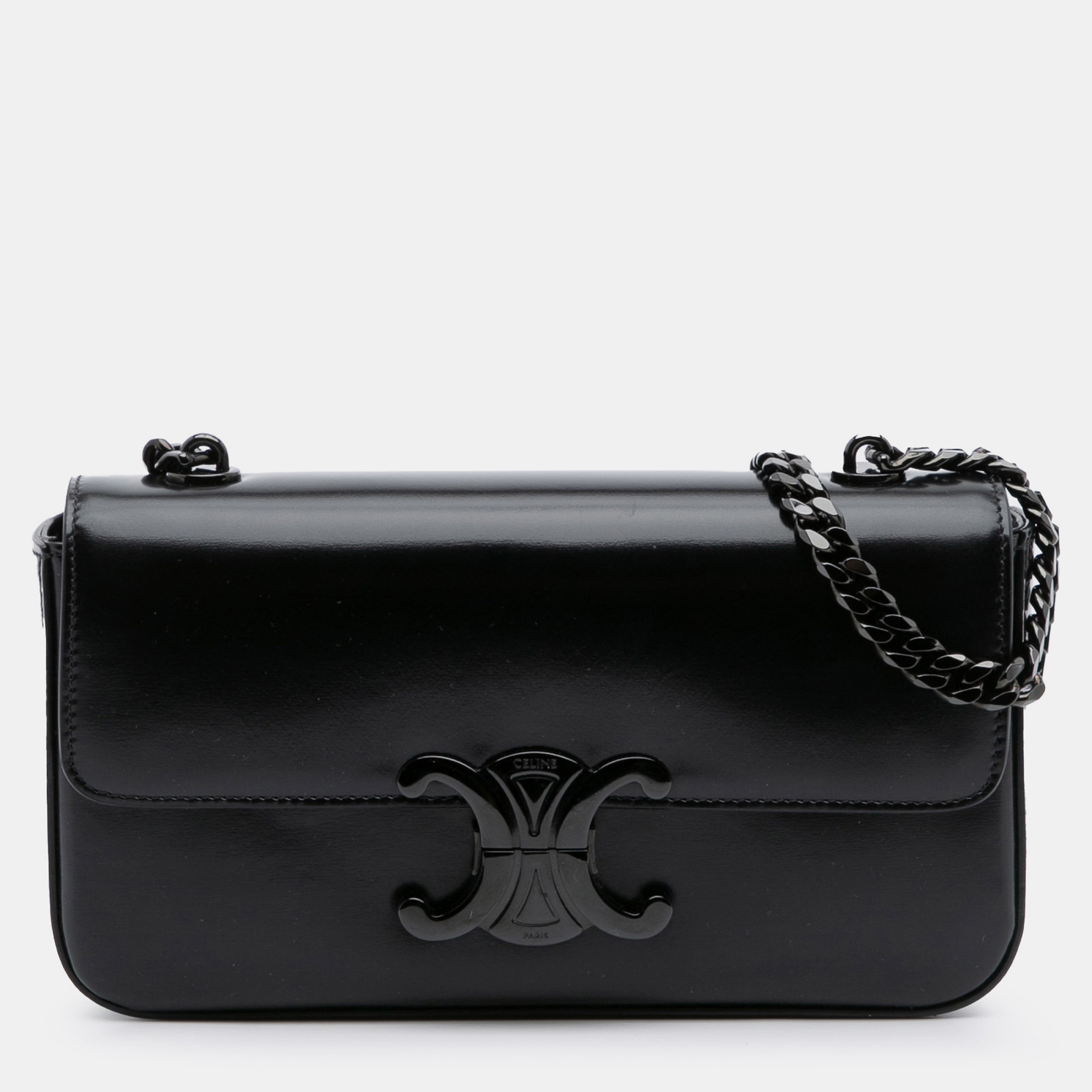 

Celine Black Smooth Calfskin Cuir Triomphe Chain Shoulder Bag