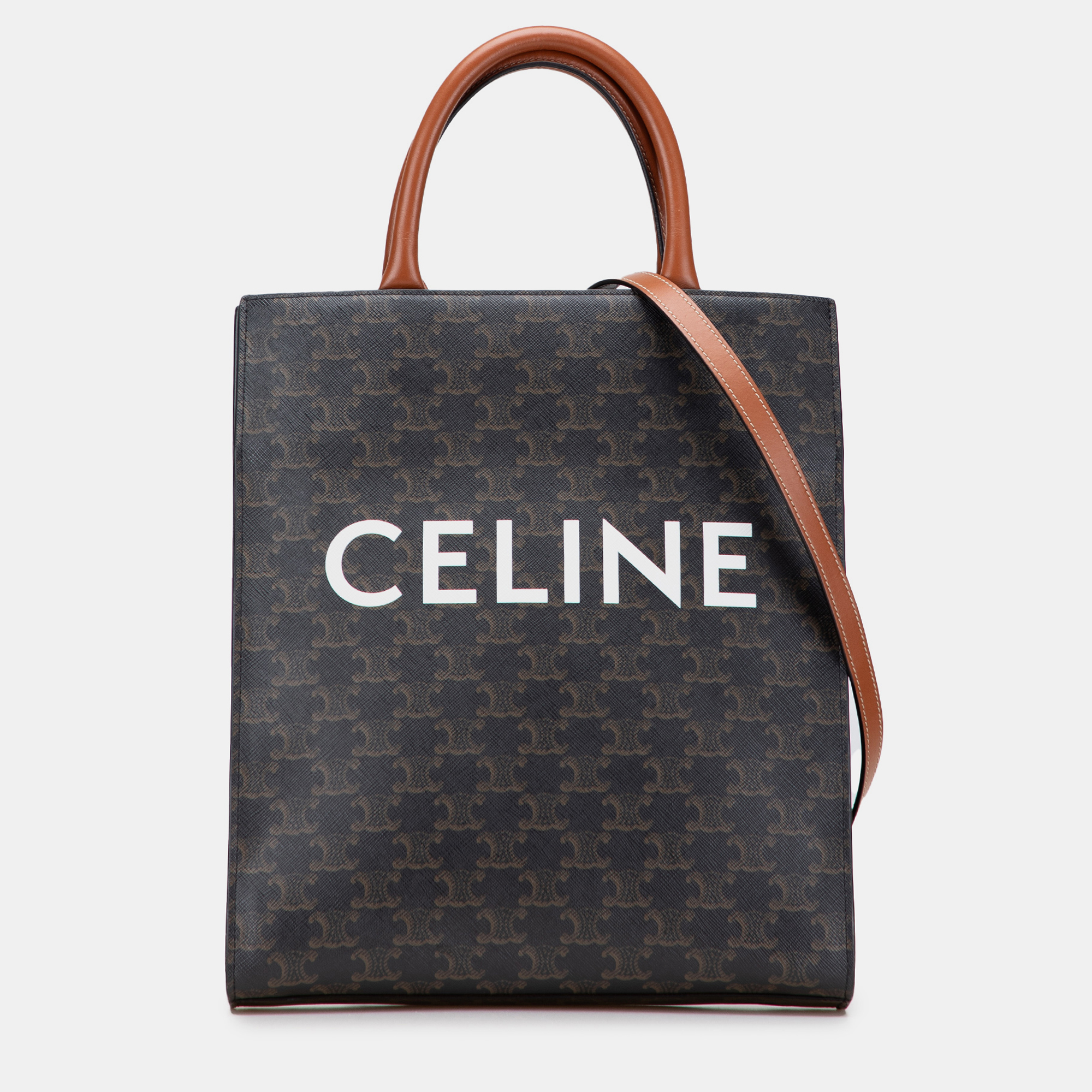 

Celine Brown Small Triomphe Coated Canvas Vertical Cabas Tote