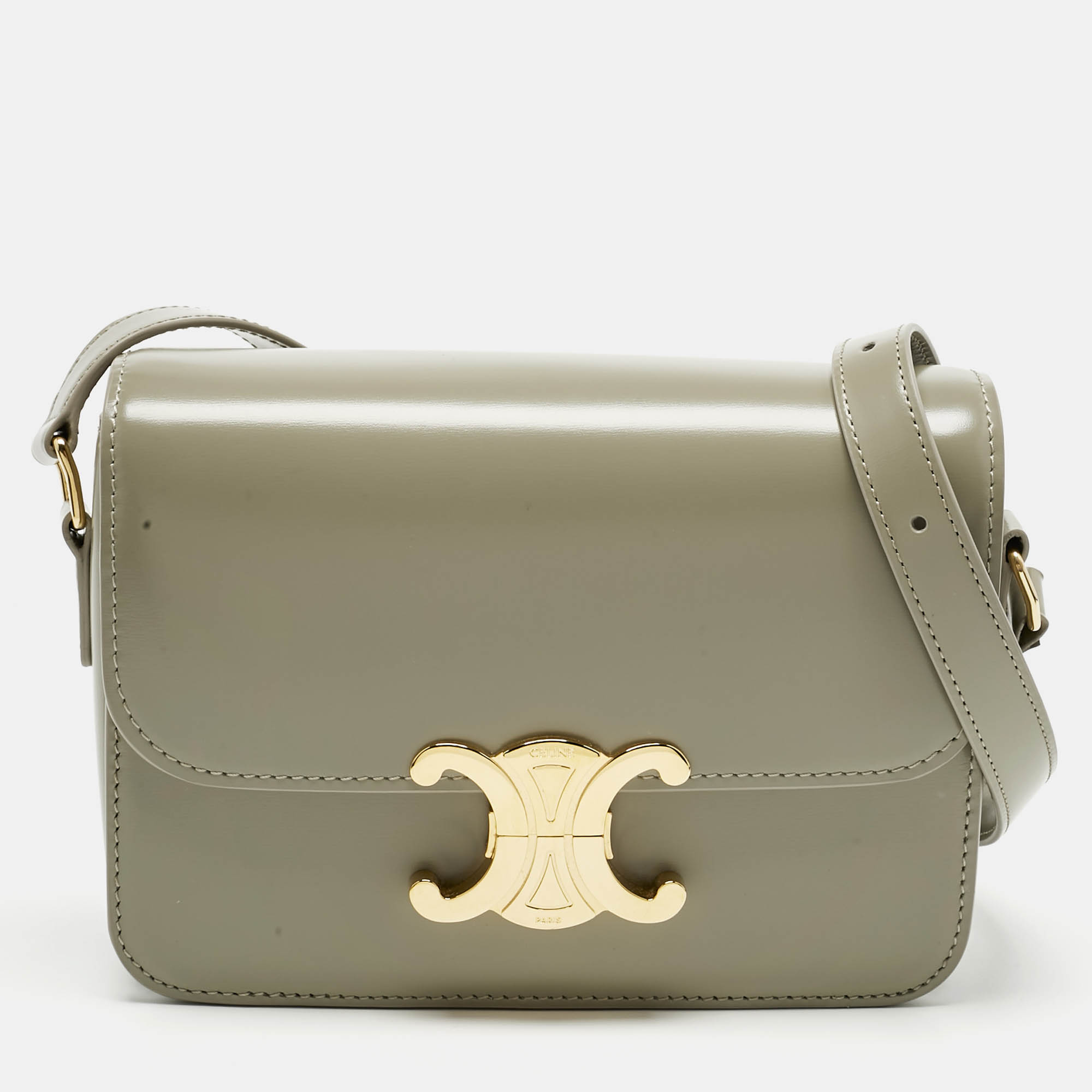 

Celine Pistachio Green Leather Teen Triomphe Shoulder Bag