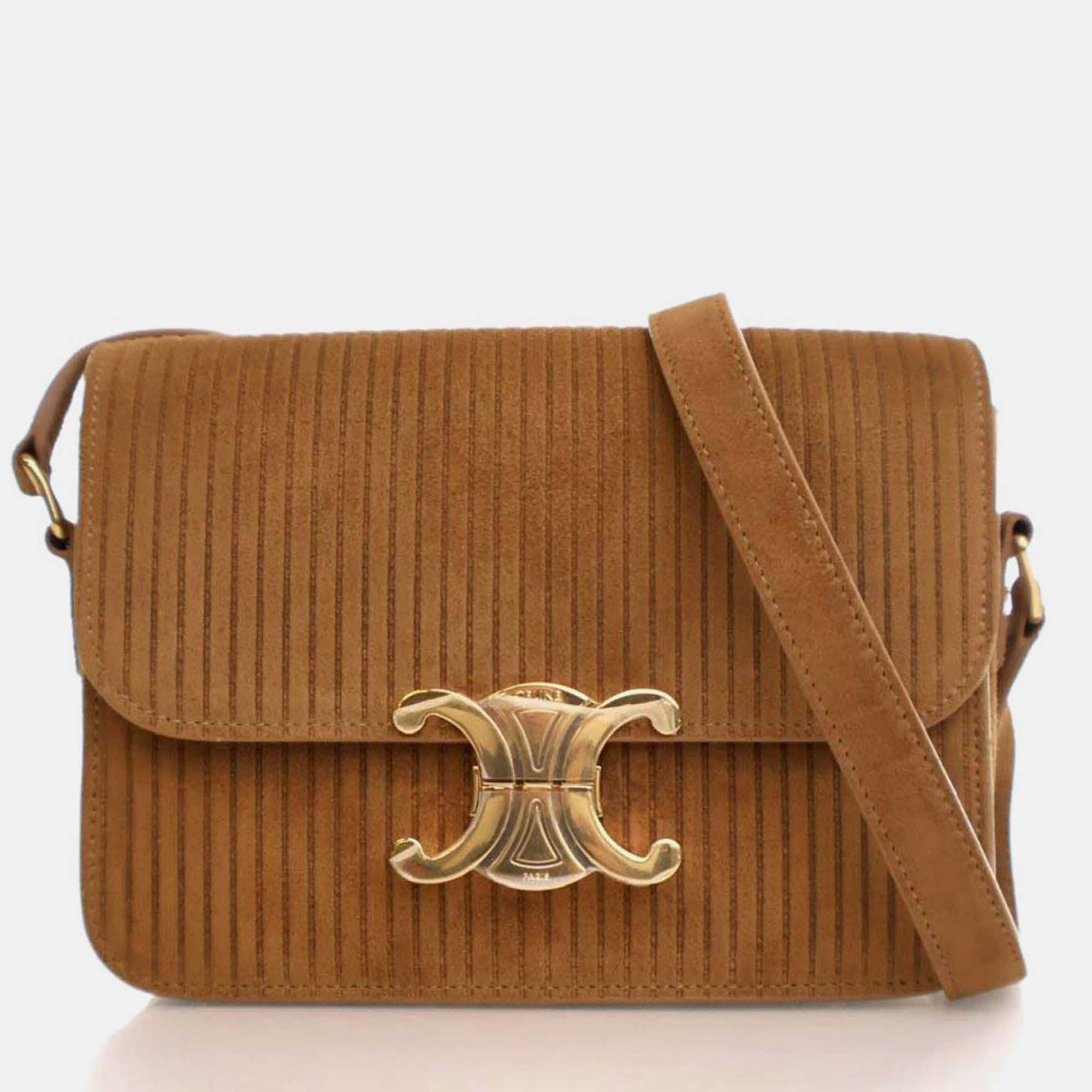 

Celine Triomphe Teen Brown Suede Shoulder Bag