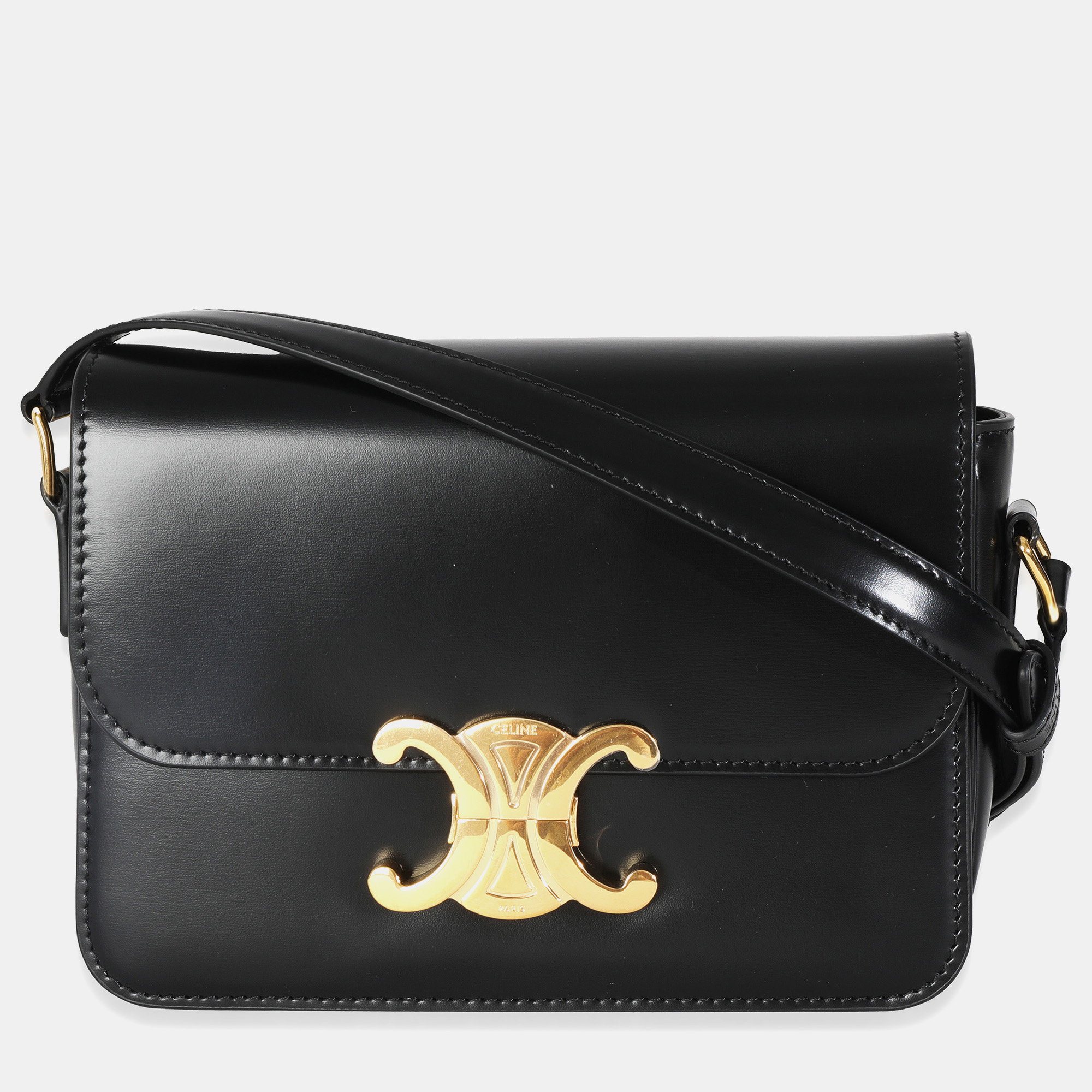

Celine Black Shiny Calfskin Teen Triomphe