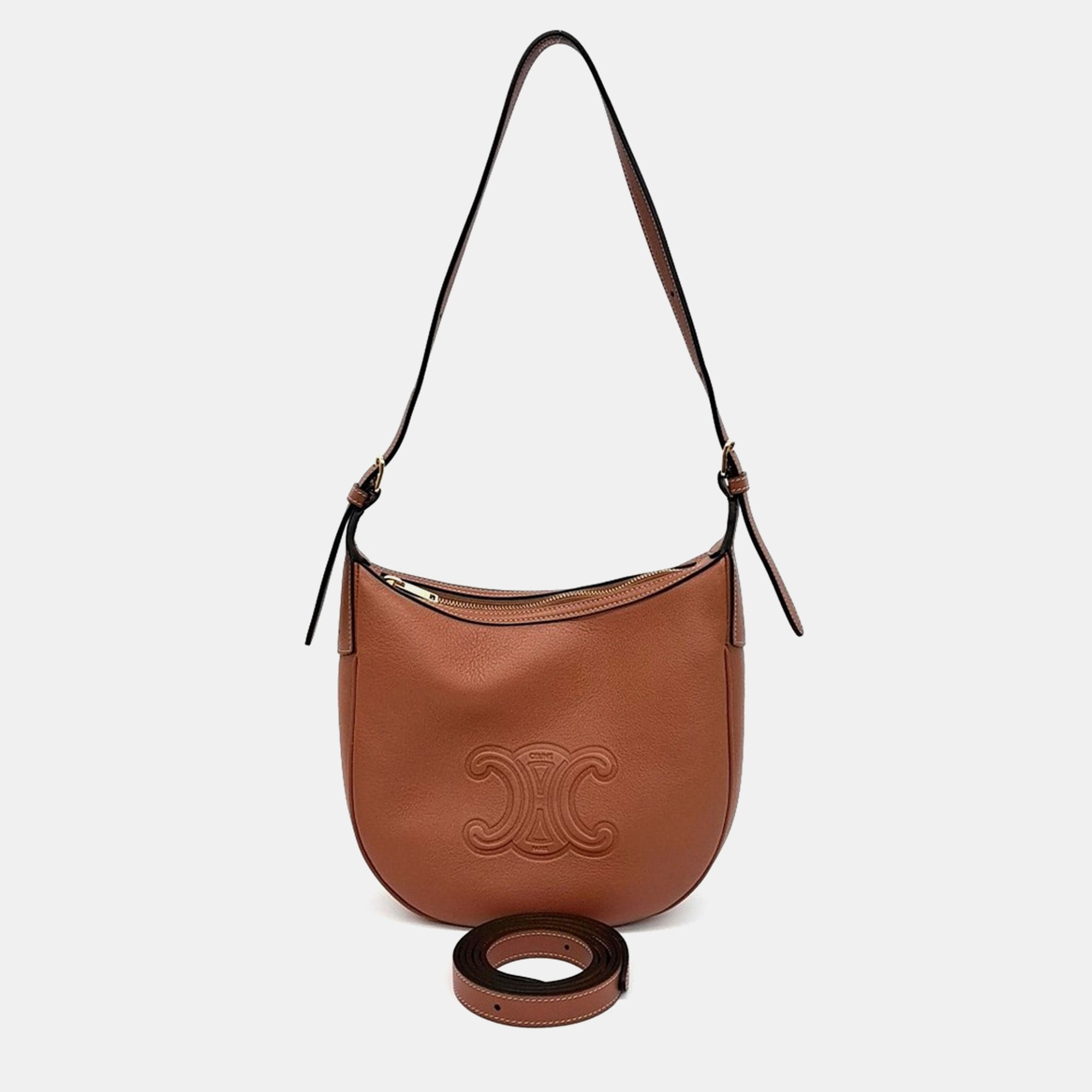 

Celine Small Brown Leather Heloise Hobo Bag