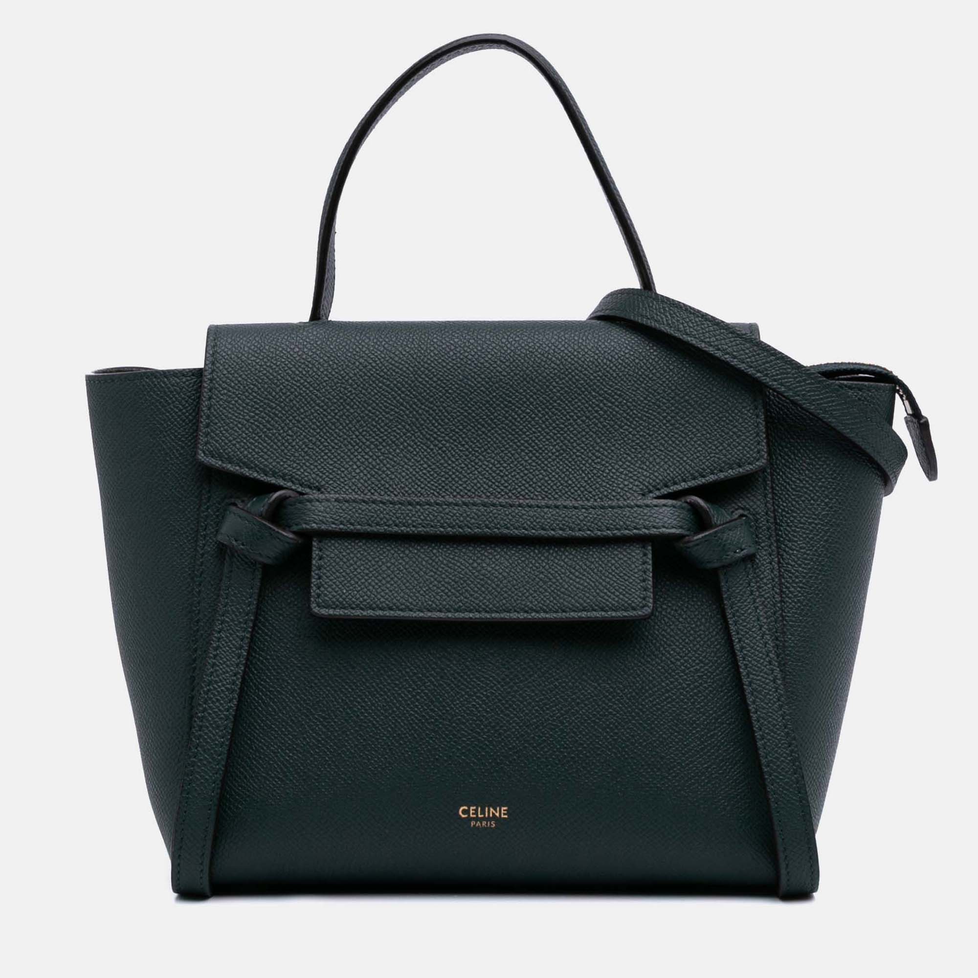 Celine Green Nano Grained Calfskin Belt Bag