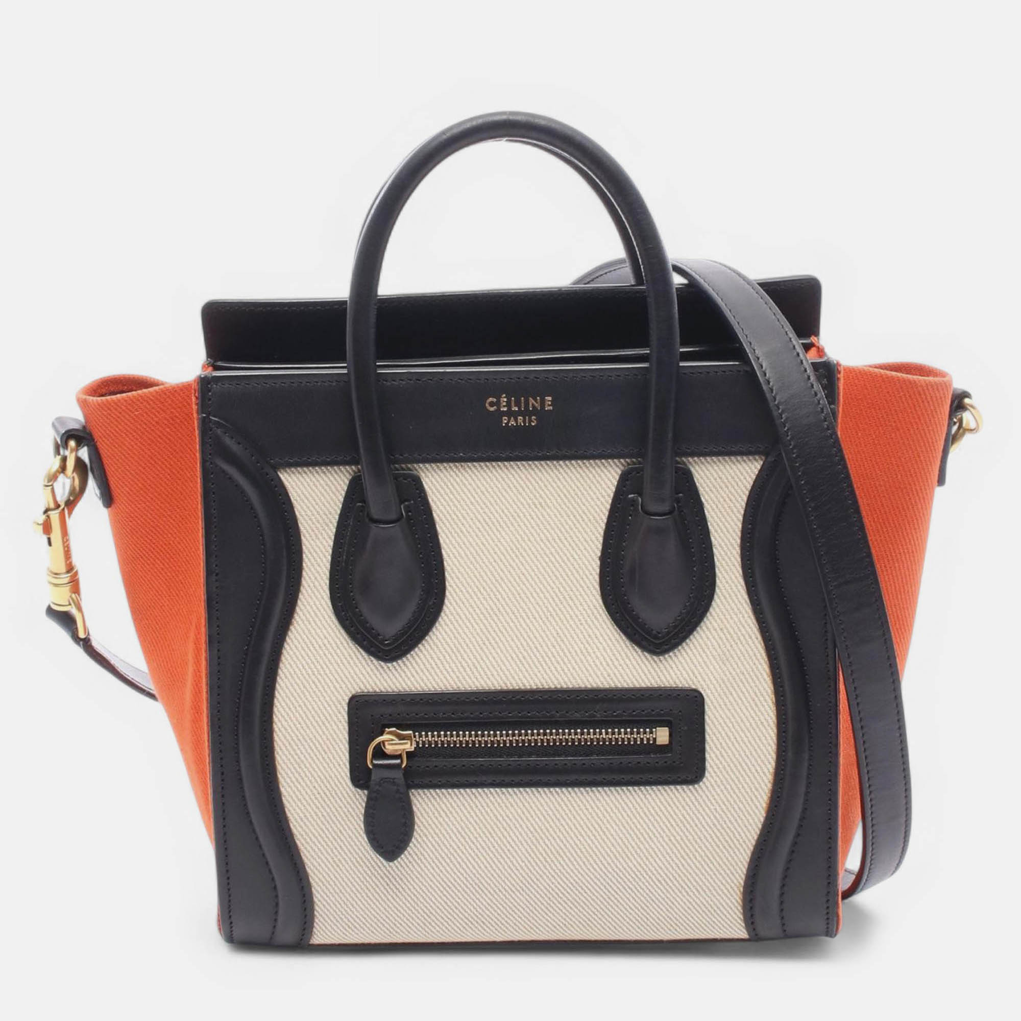 

Celine Multicolor Nano Tricolor Canvas and Leather Luggage Tote