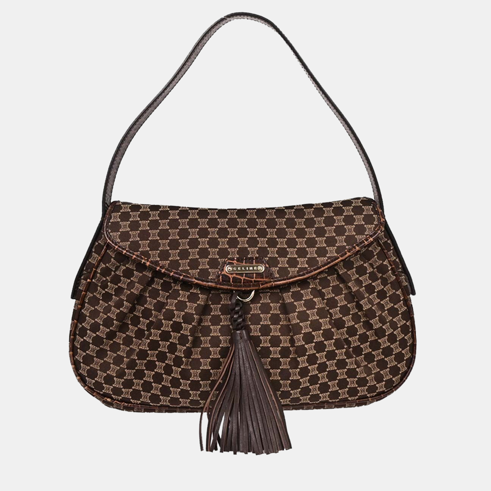 

Celine Brown Canvas Macadam Tassel Handbag