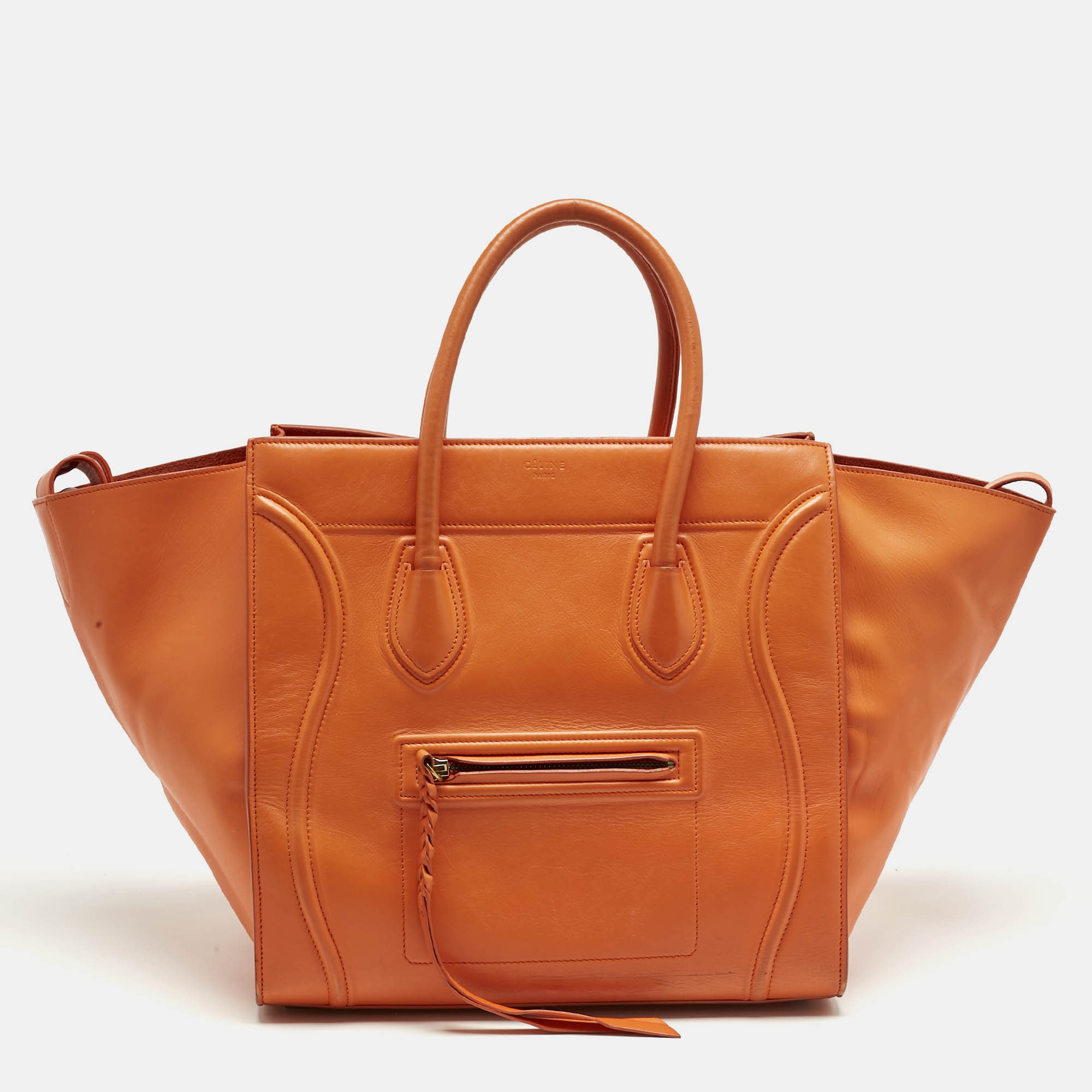 

Celine Orange Leather  Phantom Luggage Tote