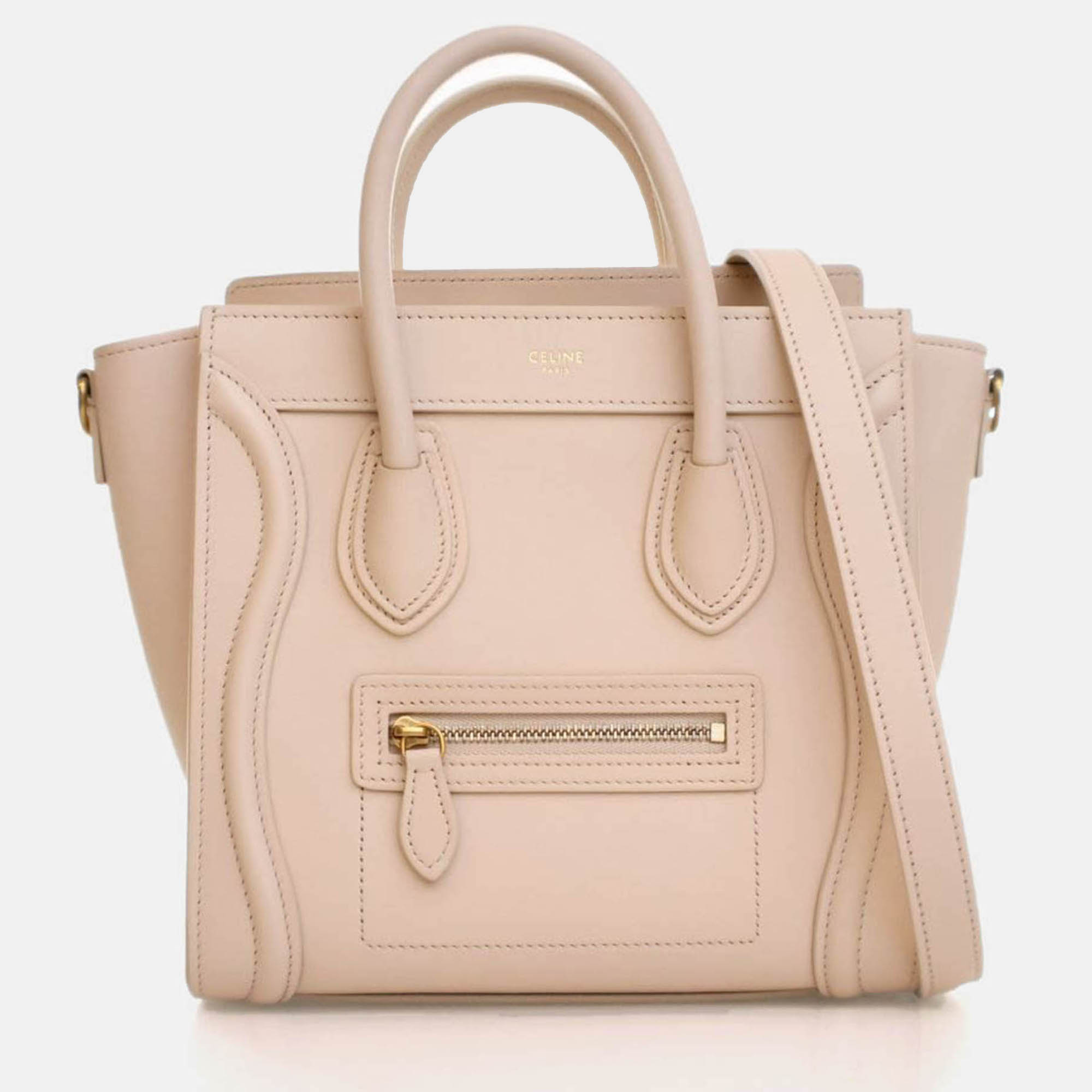 

Celine Nano Calfskin Luggage Tote, Cream