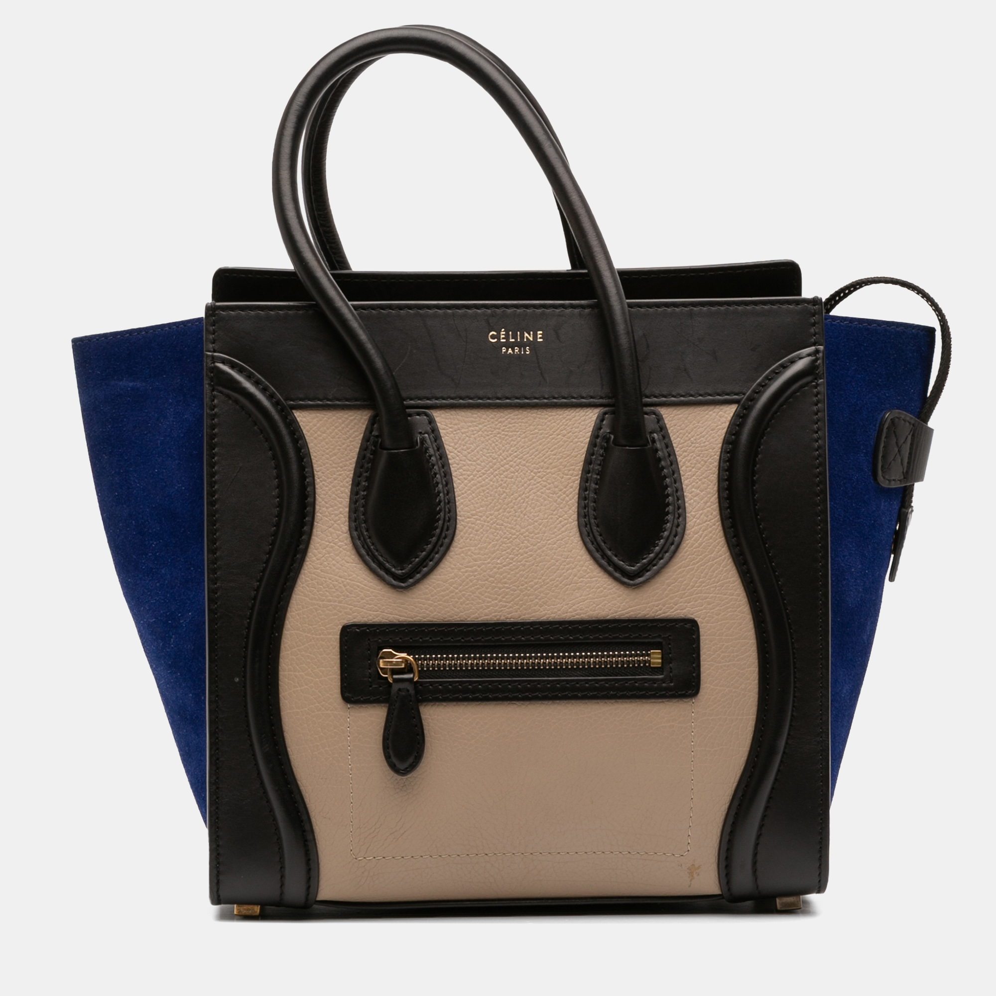 

Celine Brown Micro Tricolor Leather Luggage Tote