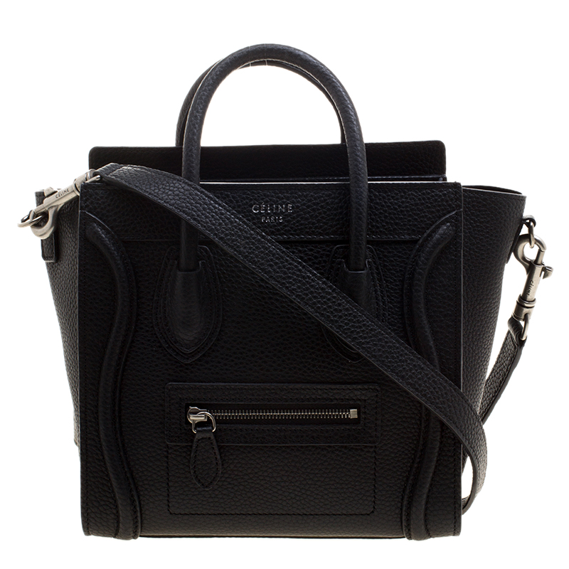 Pre Owned Celine Black Leather Nano Luggage Tote