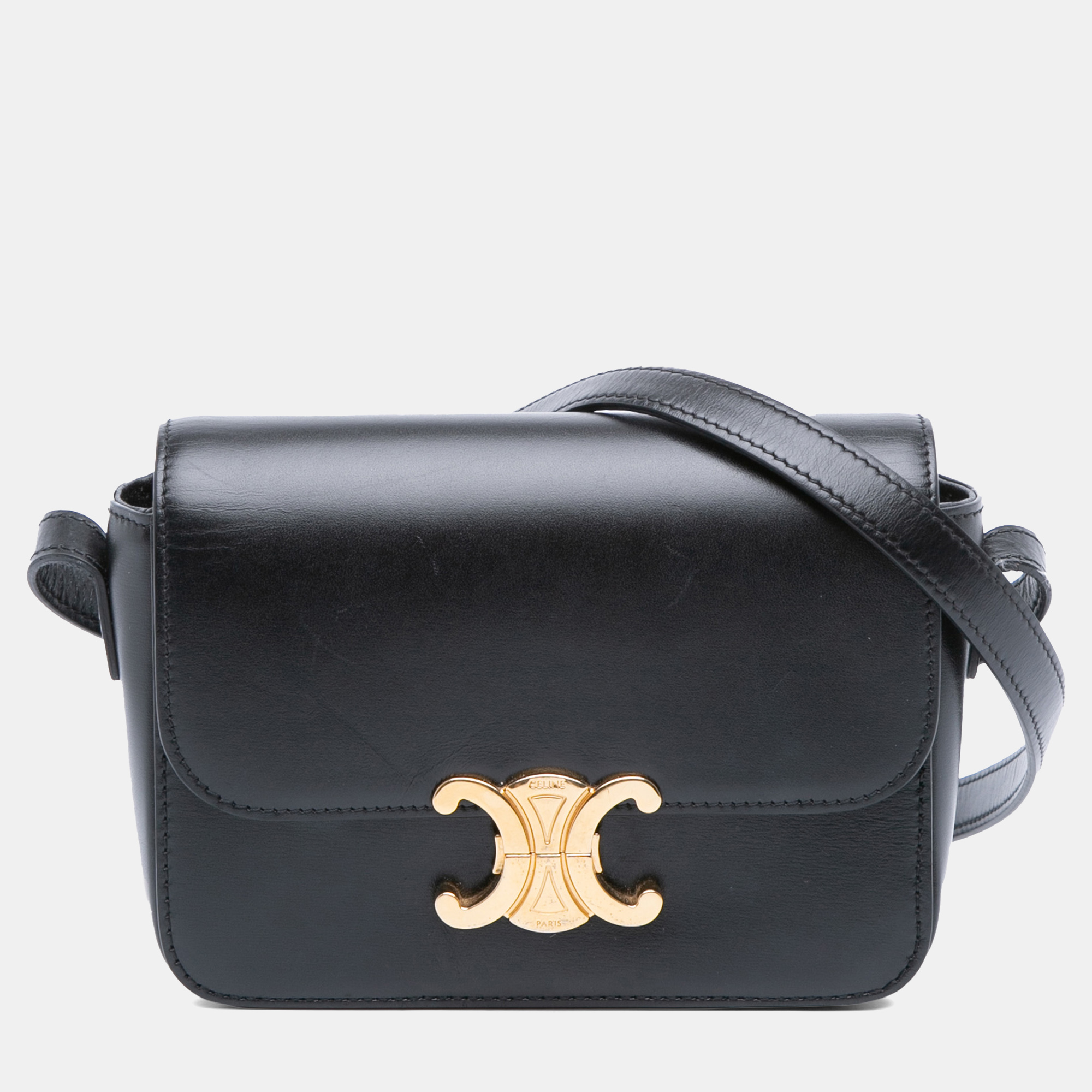 

Celine Black Teen Shiny Calfskin Triomphe Crossbody