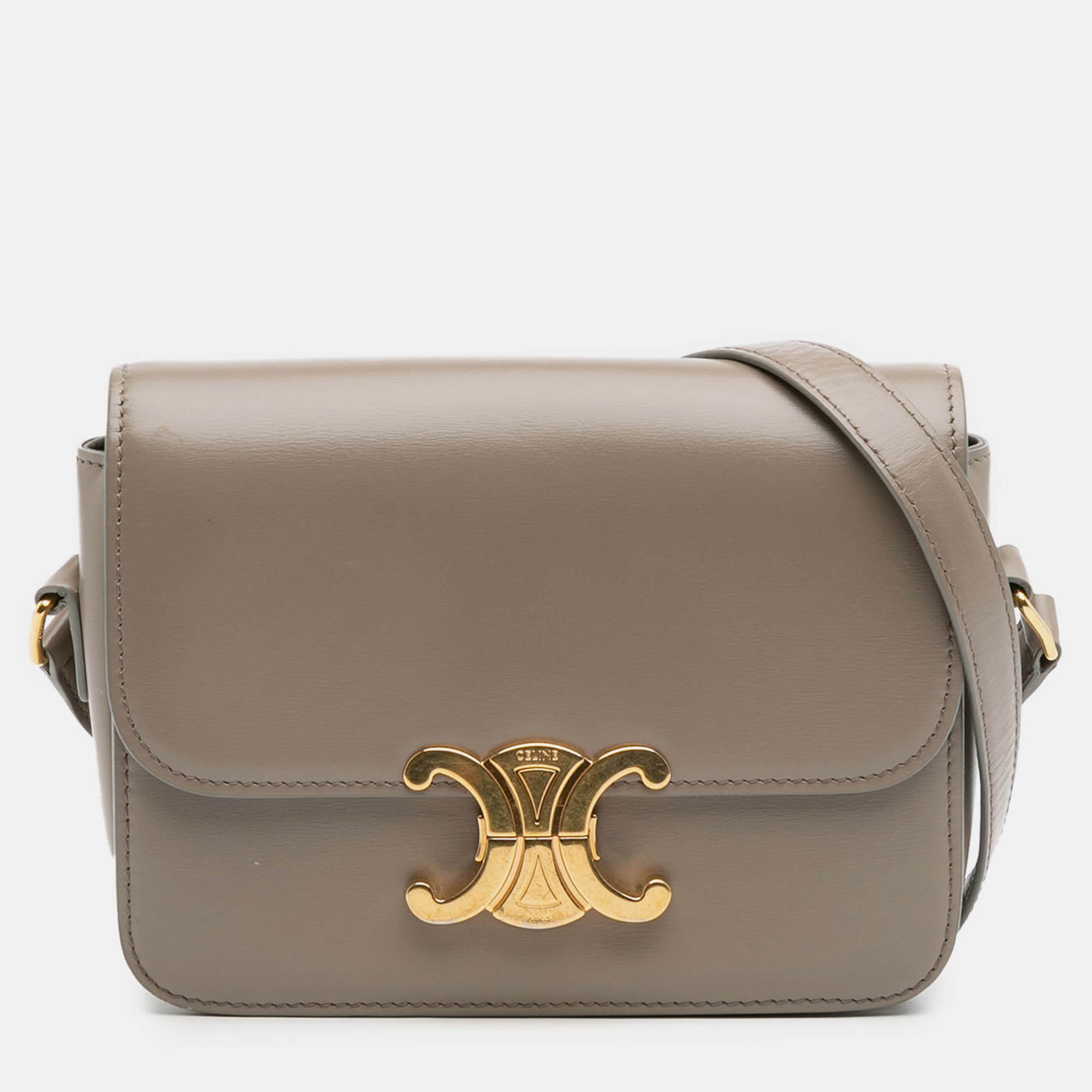 

Celine Brown Teen Shiny Calfskin Triomphe Crossbody