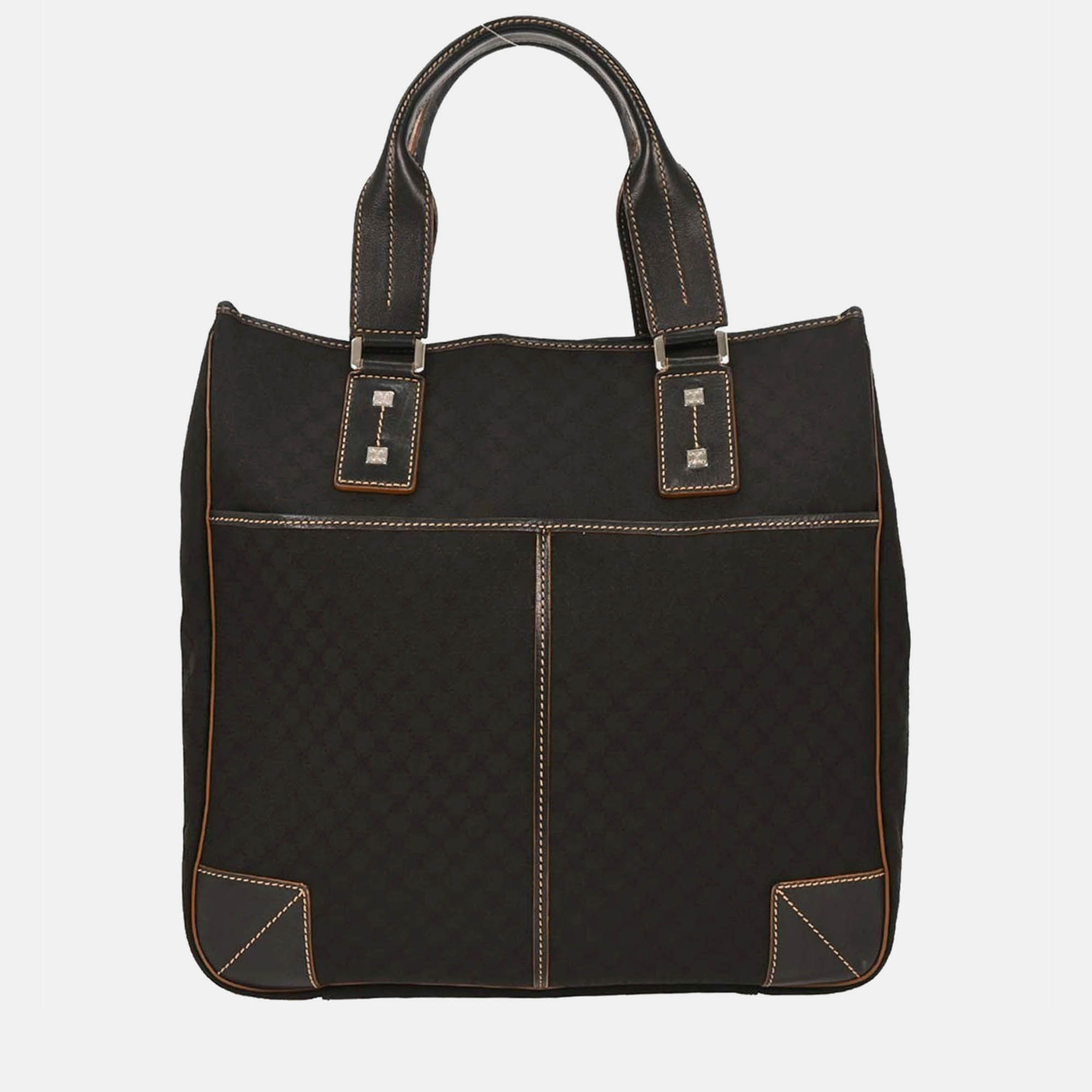 

Celine Black Canvas, Leather Macadam Tote