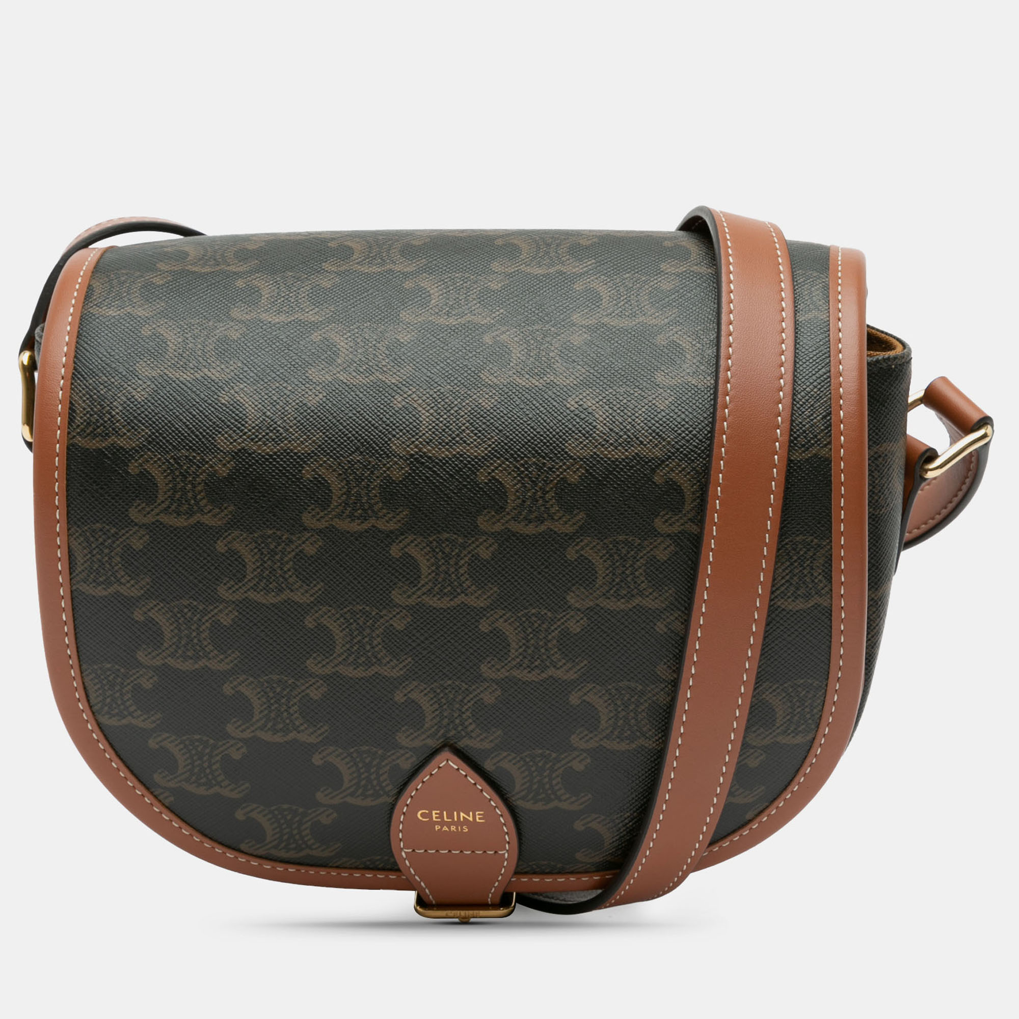 

Celine Brown Medium Triomphe Coated Canvas Folco Crossbody