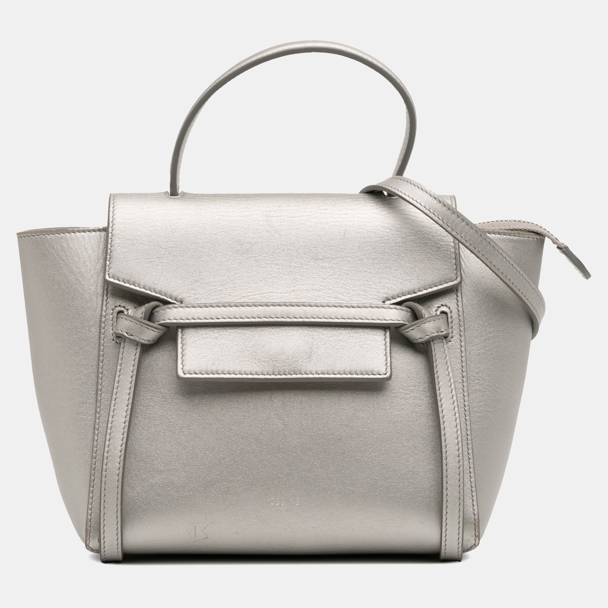 

Celine Nano Laminated Calfskin Belt Bag, Silver