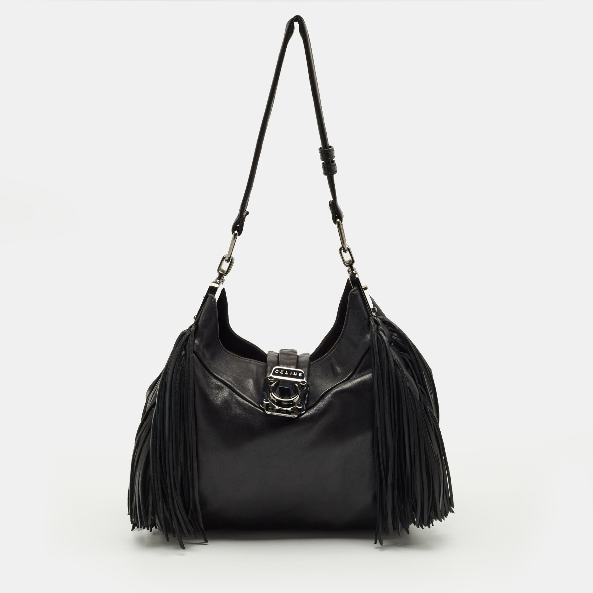 

Celine Black Leather Fringe Dimitri Shoulder Bag