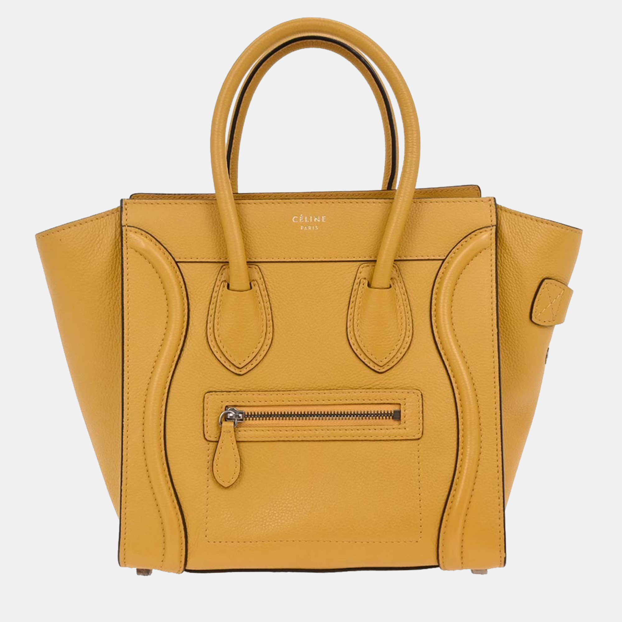 

Celine Yellow Leather Micro Luggage Tote Bag
