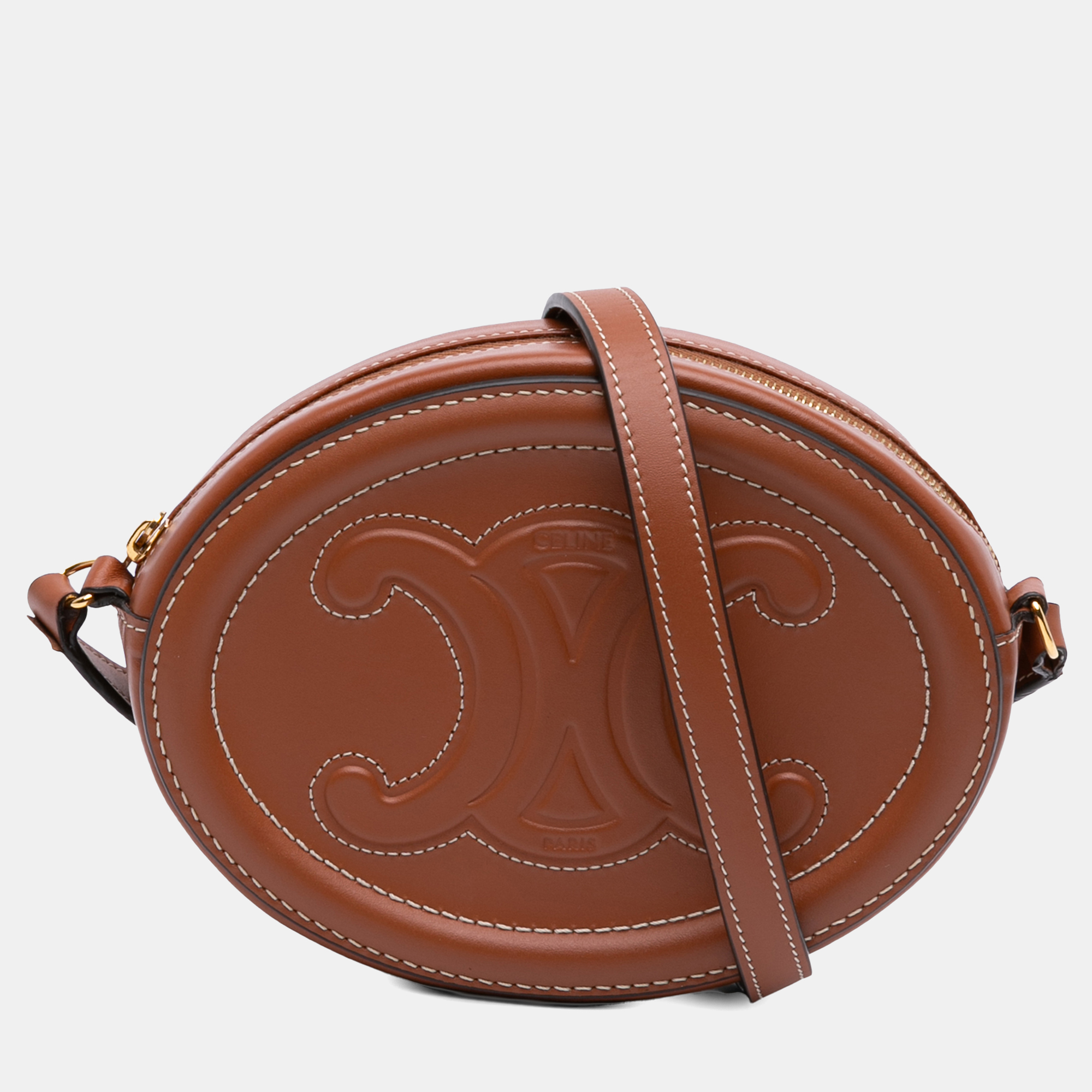 

Small Calfskin Cuir Triomphe Oval Crossbody, Brown