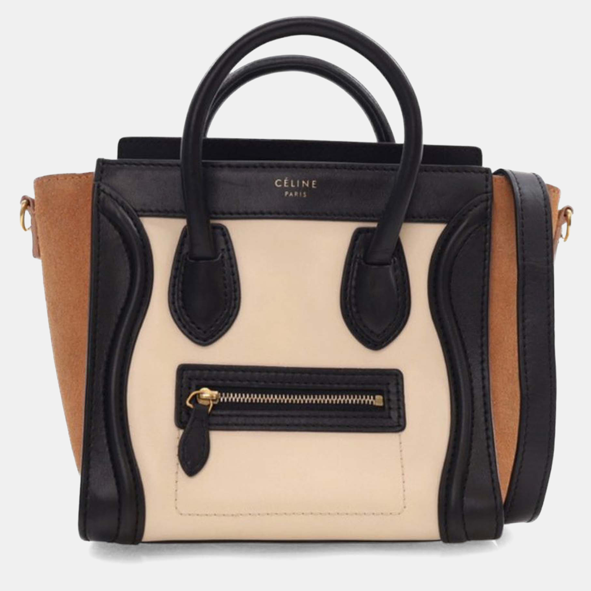 

Celine Beige Nano Tricolor Leather Luggage Tote