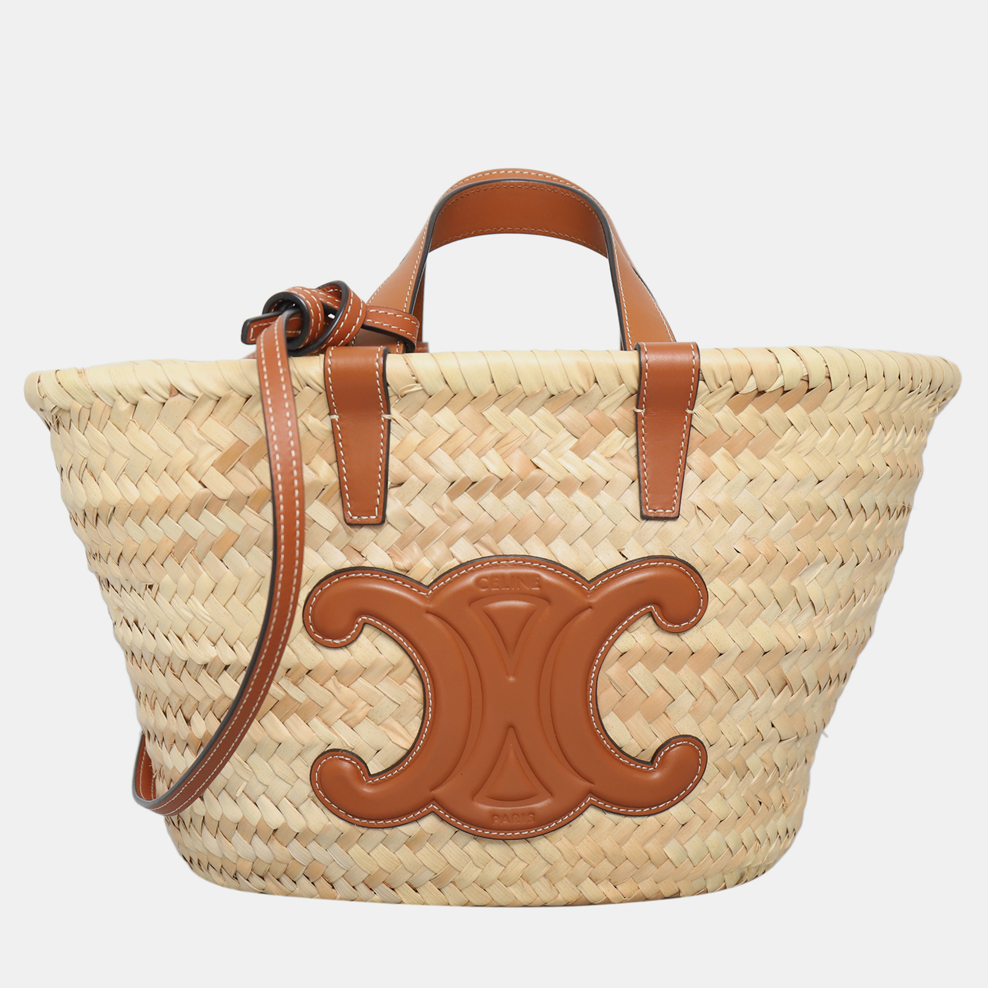 

Celine Raffia Triomphe Teen Panier, Beige