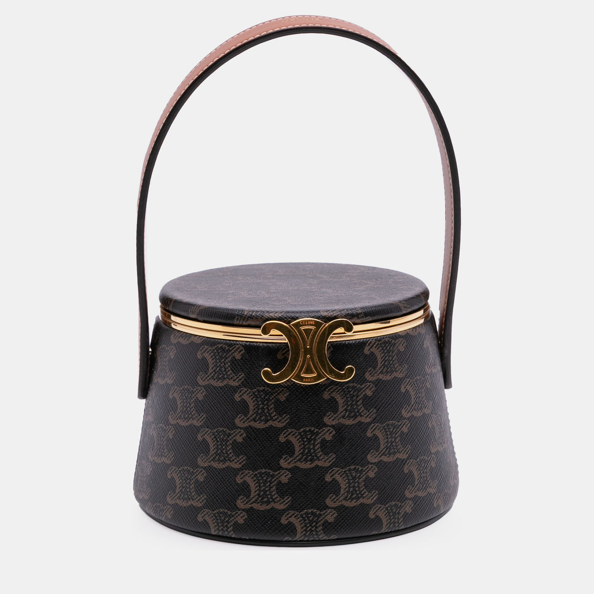 Pre-owned Celine Brown Triomphe Coated Canvas Triomphe Nina Minaudiere Bag