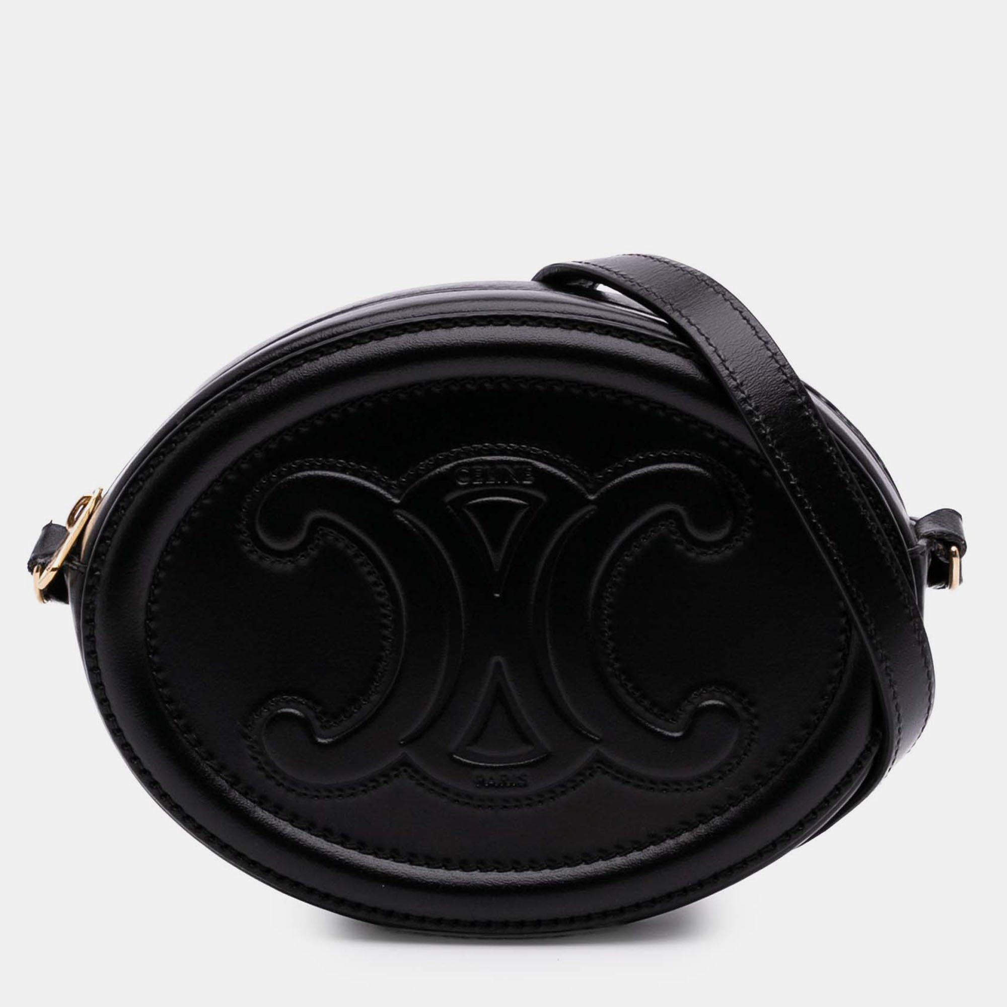 

Celine Black Small Calfskin Cuir Triomphe Oval Crossbody