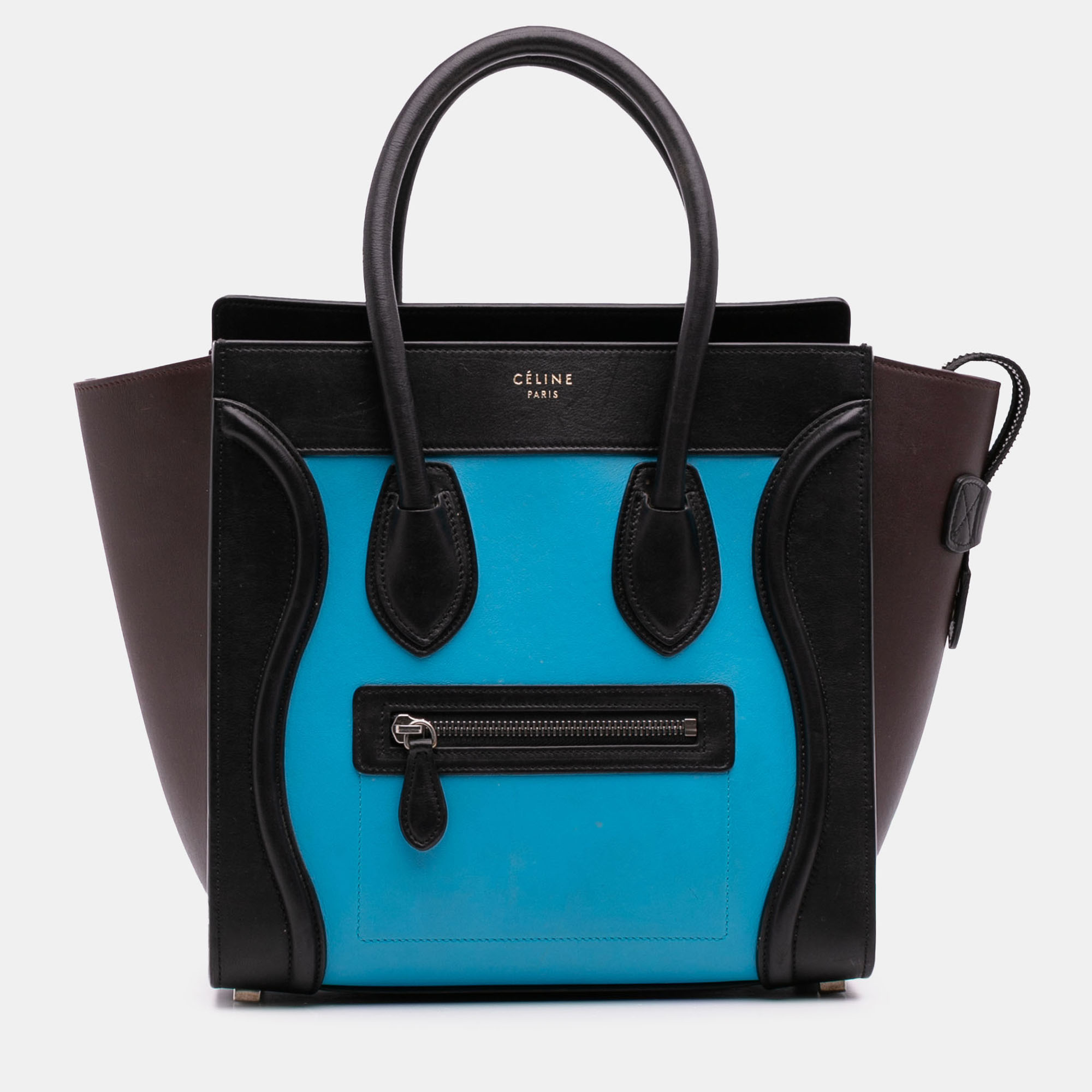 

Celine Blue Micro Tricolor Leather Luggage Tote