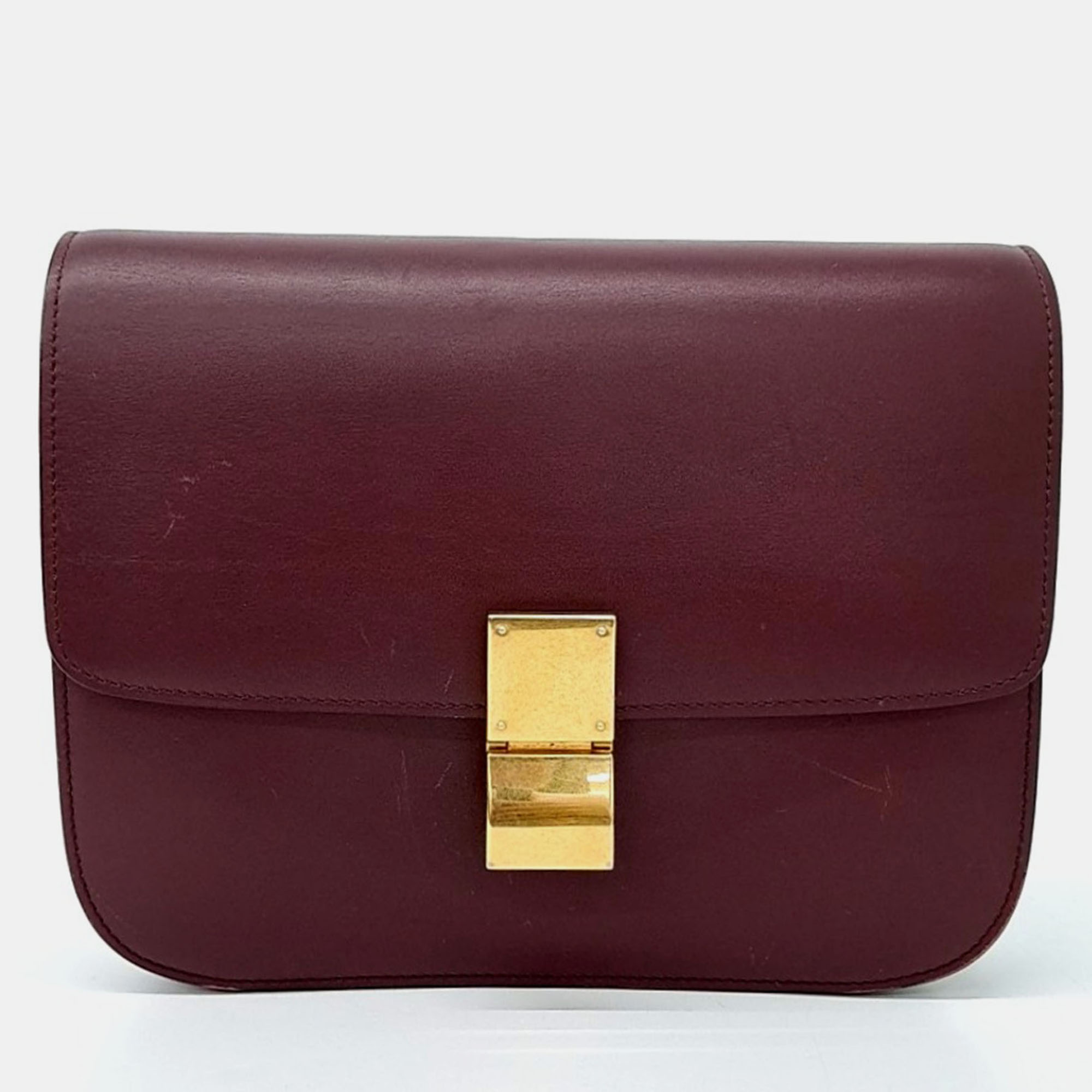 

Celine Burgundy Leather Classic Box Medium